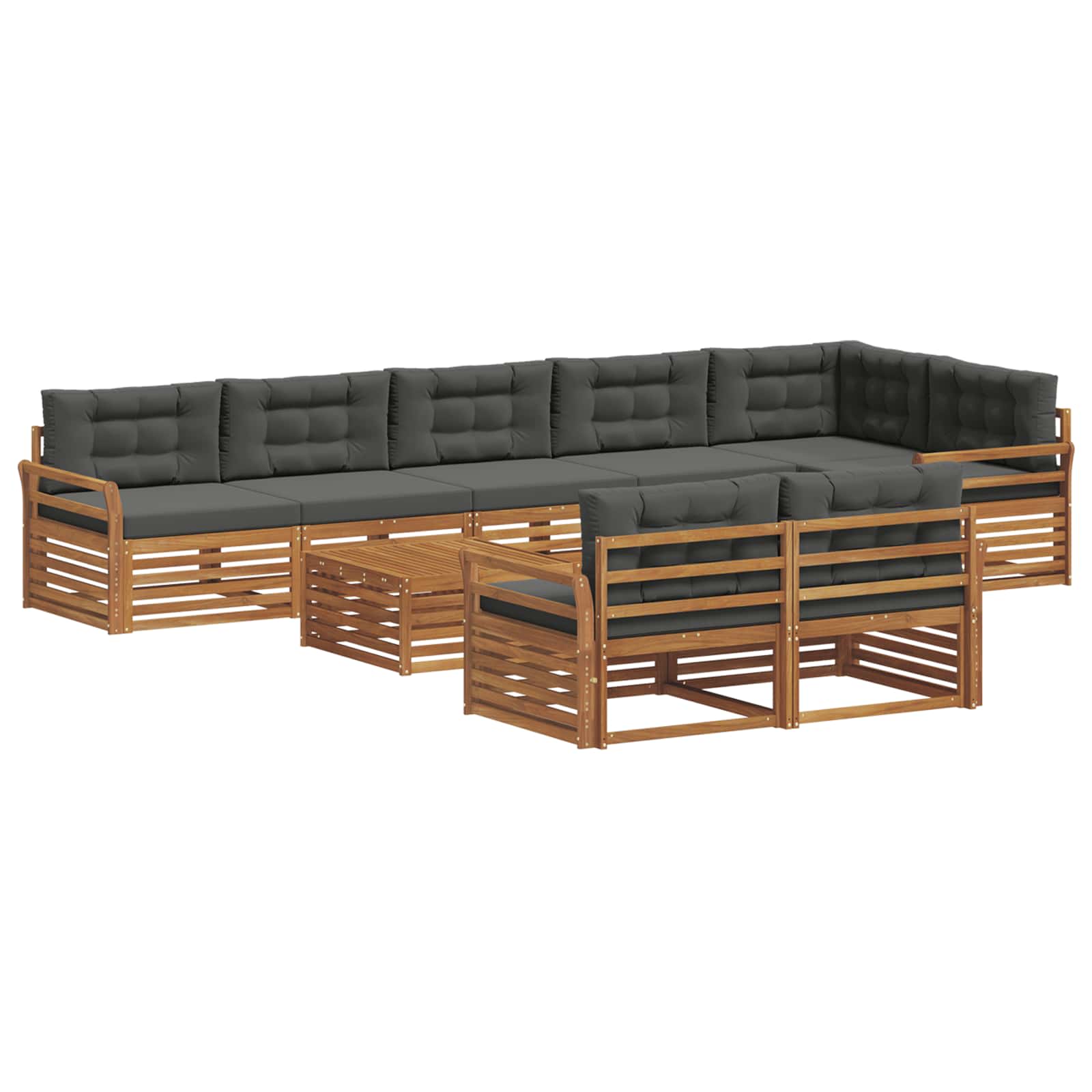 Outdoor Sofa Set with Cushion 9 pcs Natural and Anthracite