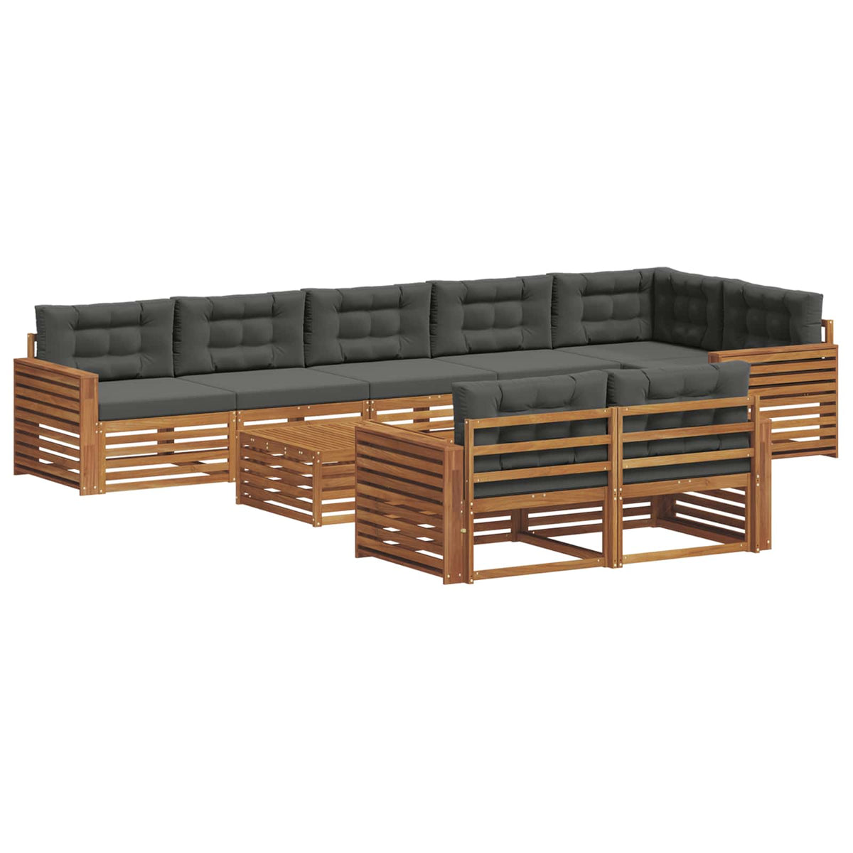 Outdoor Sofa Set with Cushion 9 pcs Natural and Anthracite