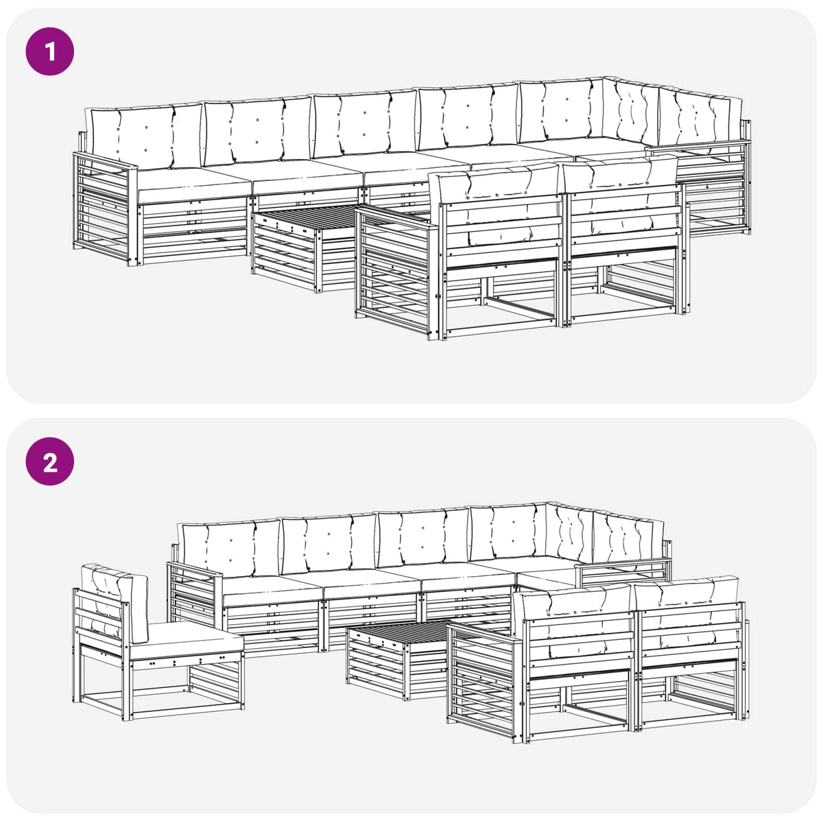Outdoor Sofa Set with Cushion 9 pcs Natural and Anthracite