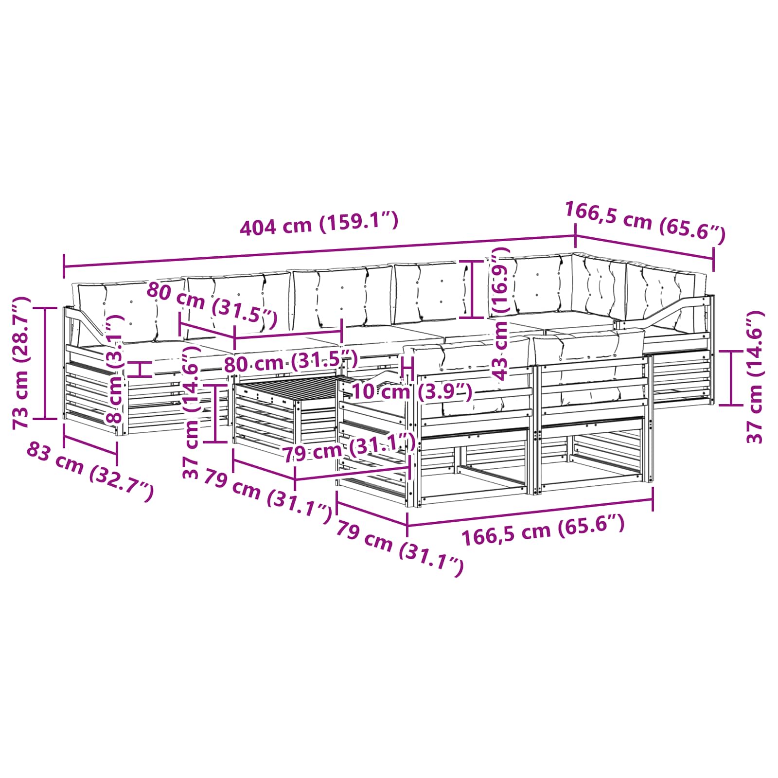 Outdoor Sofa Set with Cushion 9 pcs Natural and Anthracite