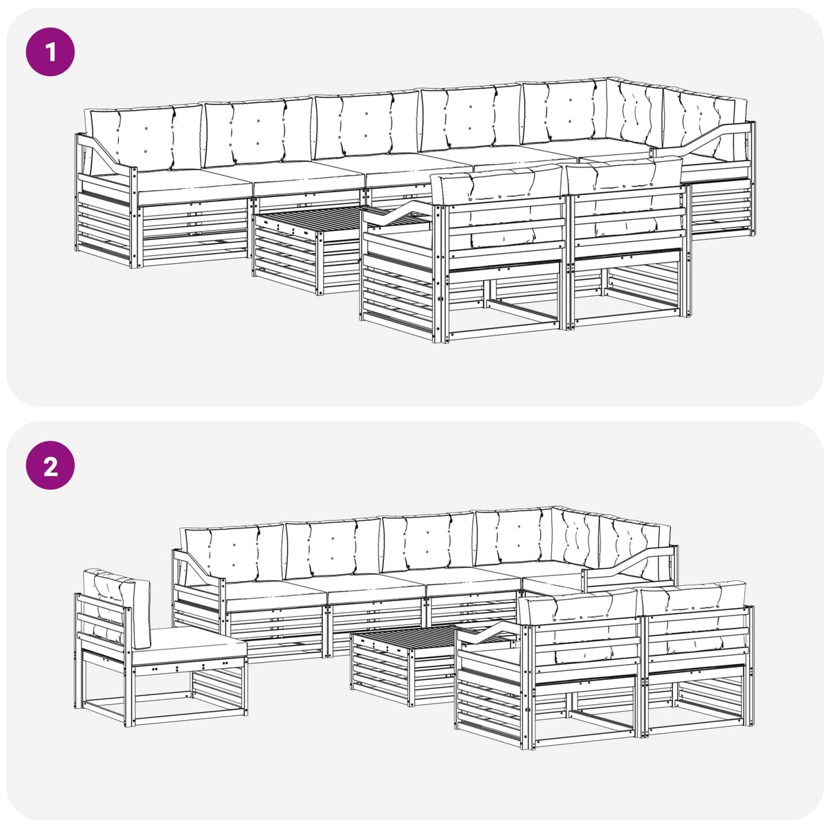 Outdoor Sofa Set with Cushion 9 pcs Natural and Anthracite