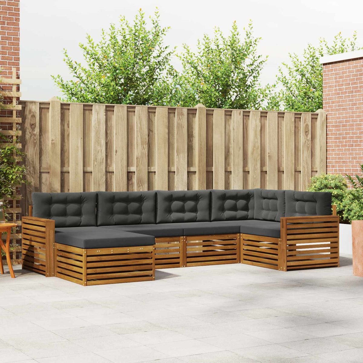 Outdoor Sofa Set with Cushion 6 pcs Natural and Anthracite