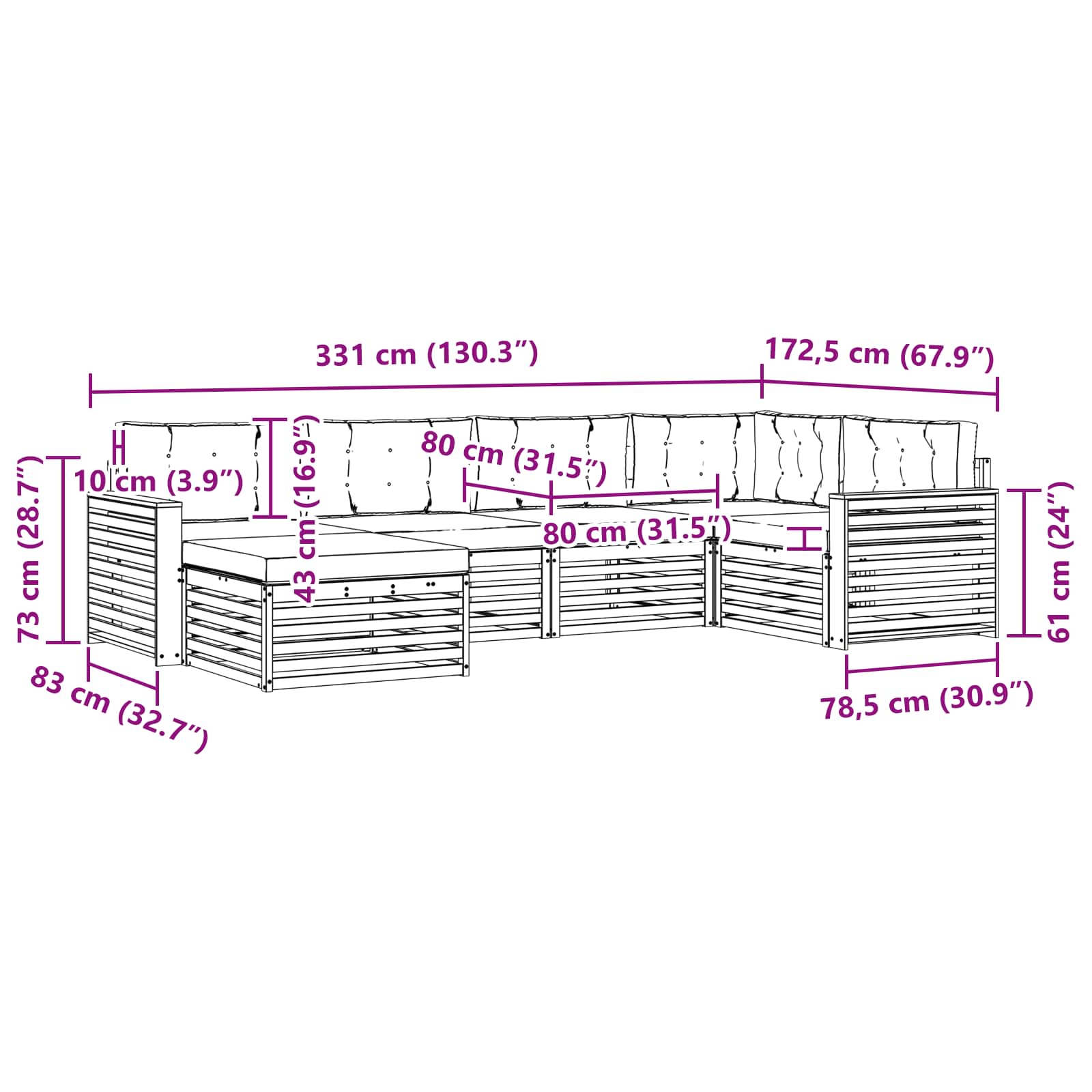 Outdoor Sofa Set with Cushion 6 pcs Natural and Anthracite