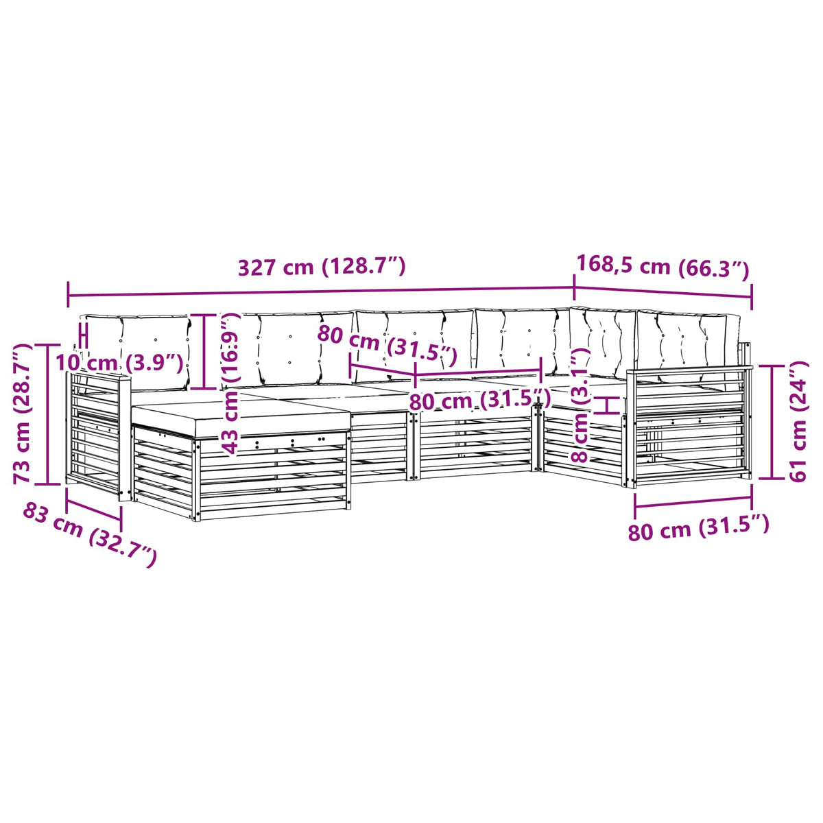 Outdoor Sofa Set with Cushion 6 pcs Natural and Anthracite
