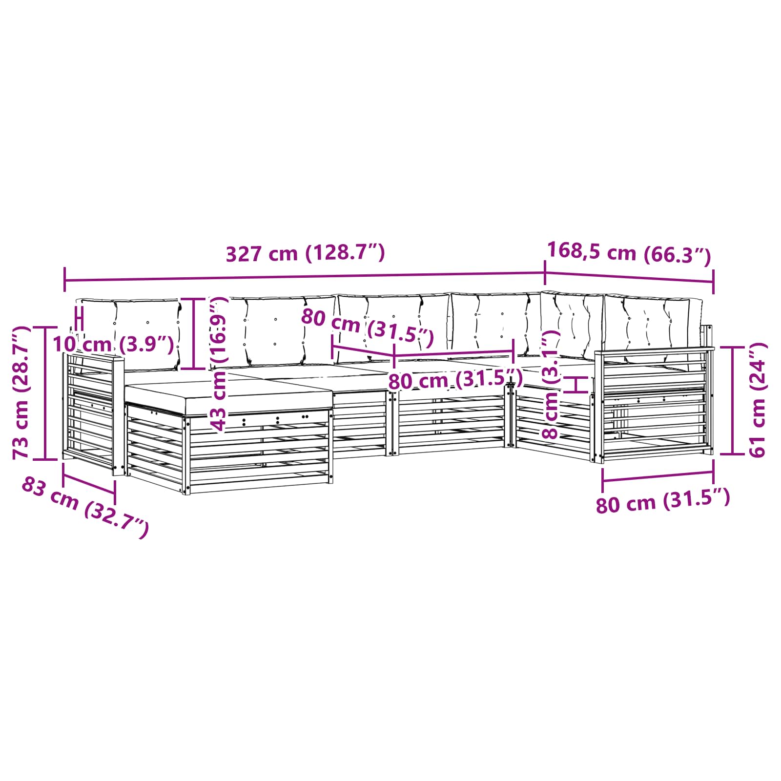 Outdoor Sofa Set with Cushion 6 pcs Natural and Anthracite