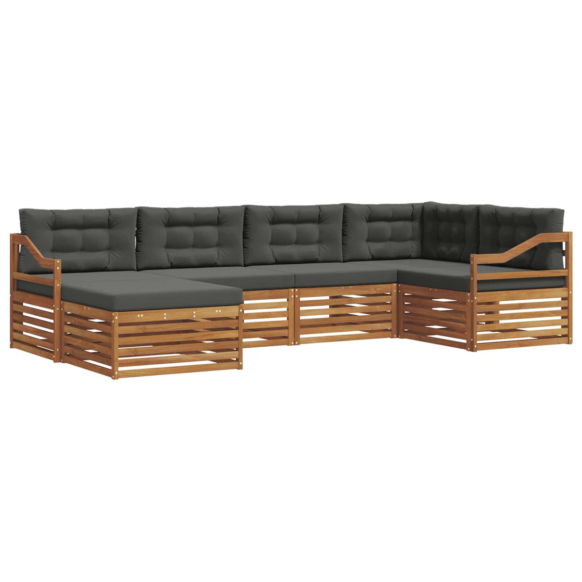 Outdoor Sofa Set with Cushion 6 pcs Natural and Anthracite