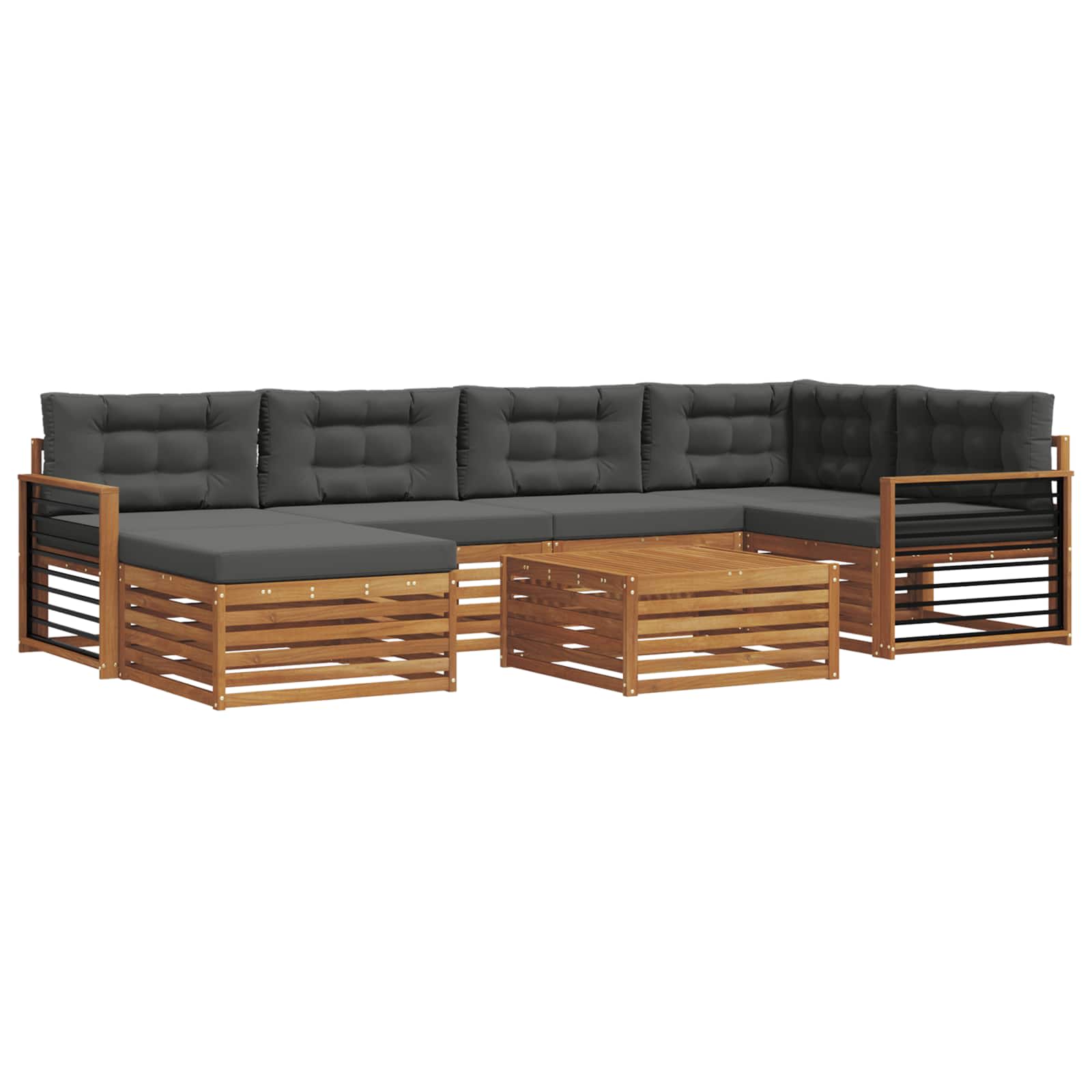 Outdoor Sofa Set with Cushion 7 pcs Natural and Anthracite