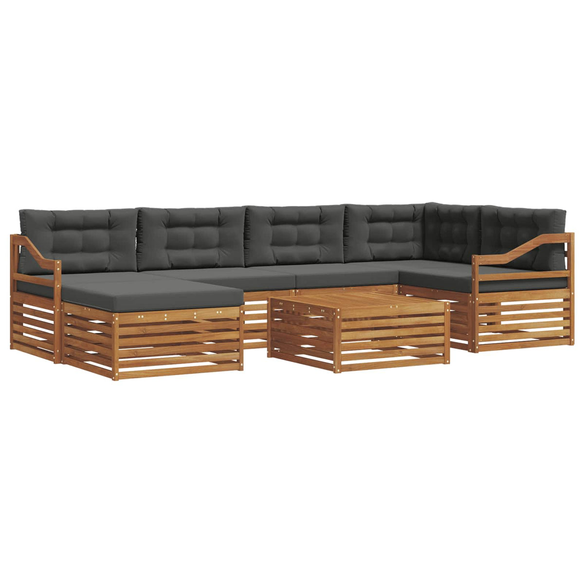 Outdoor Sofa Set with Cushion 7 pcs Natural and Anthracite
