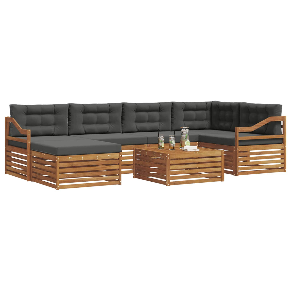 Outdoor Sofa Set with Cushion 7 pcs Natural and Anthracite