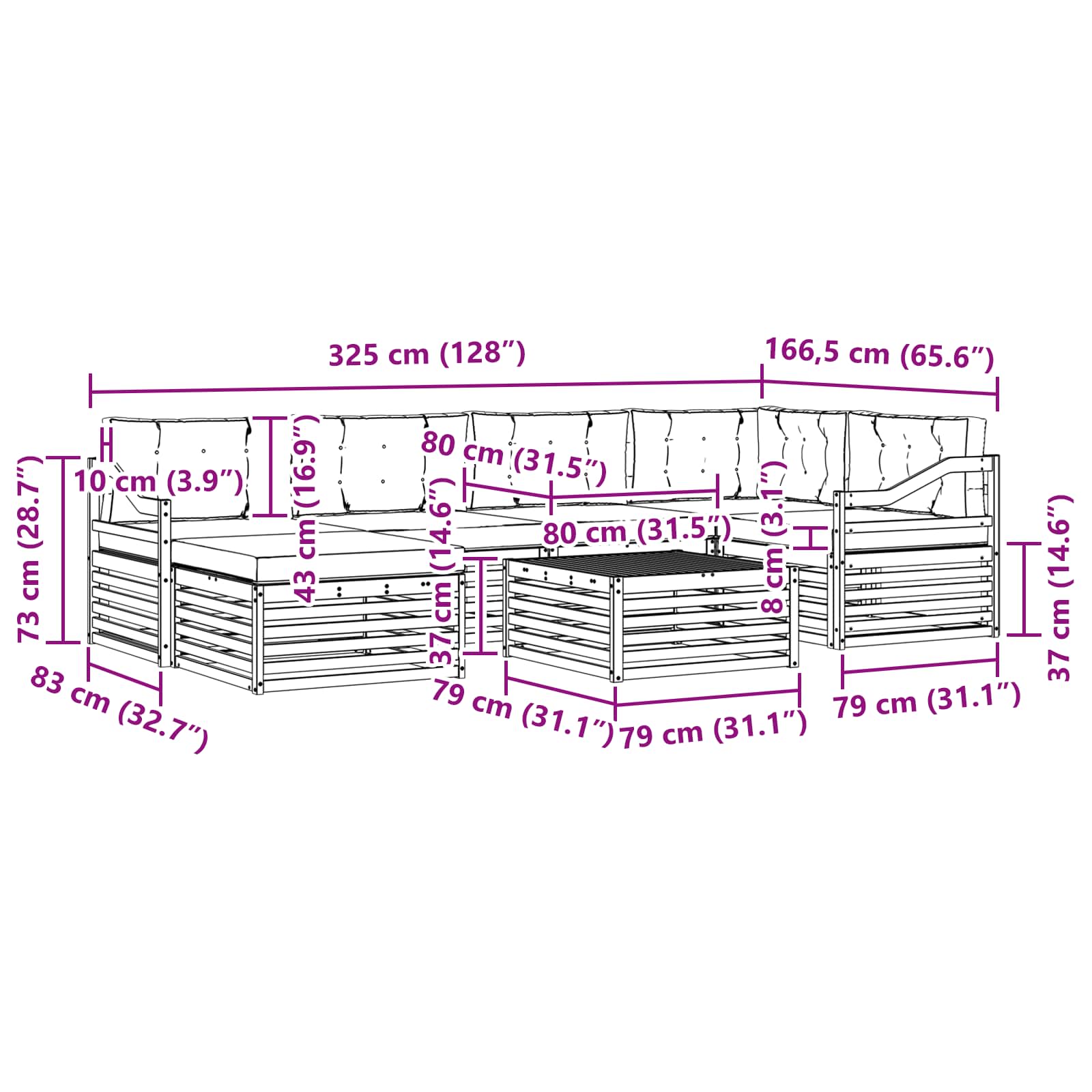 Outdoor Sofa Set with Cushion 7 pcs Natural and Anthracite