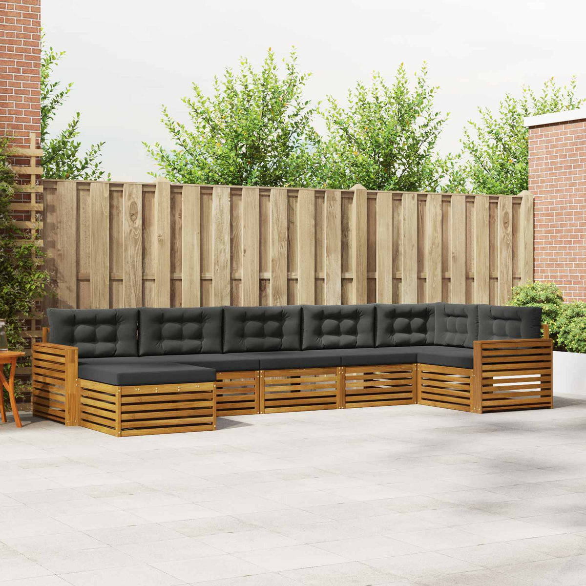 Outdoor Sofa Set with Cushion 7 pcs Natural and Anthracite