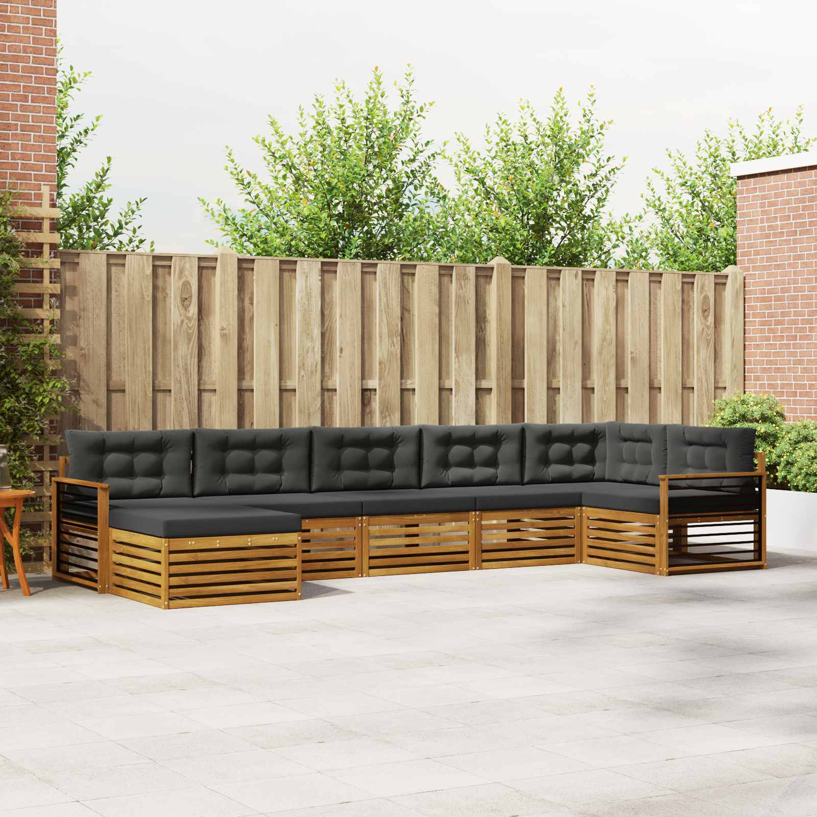 Outdoor Sofa Set with Cushion 7 pcs Natural and Anthracite