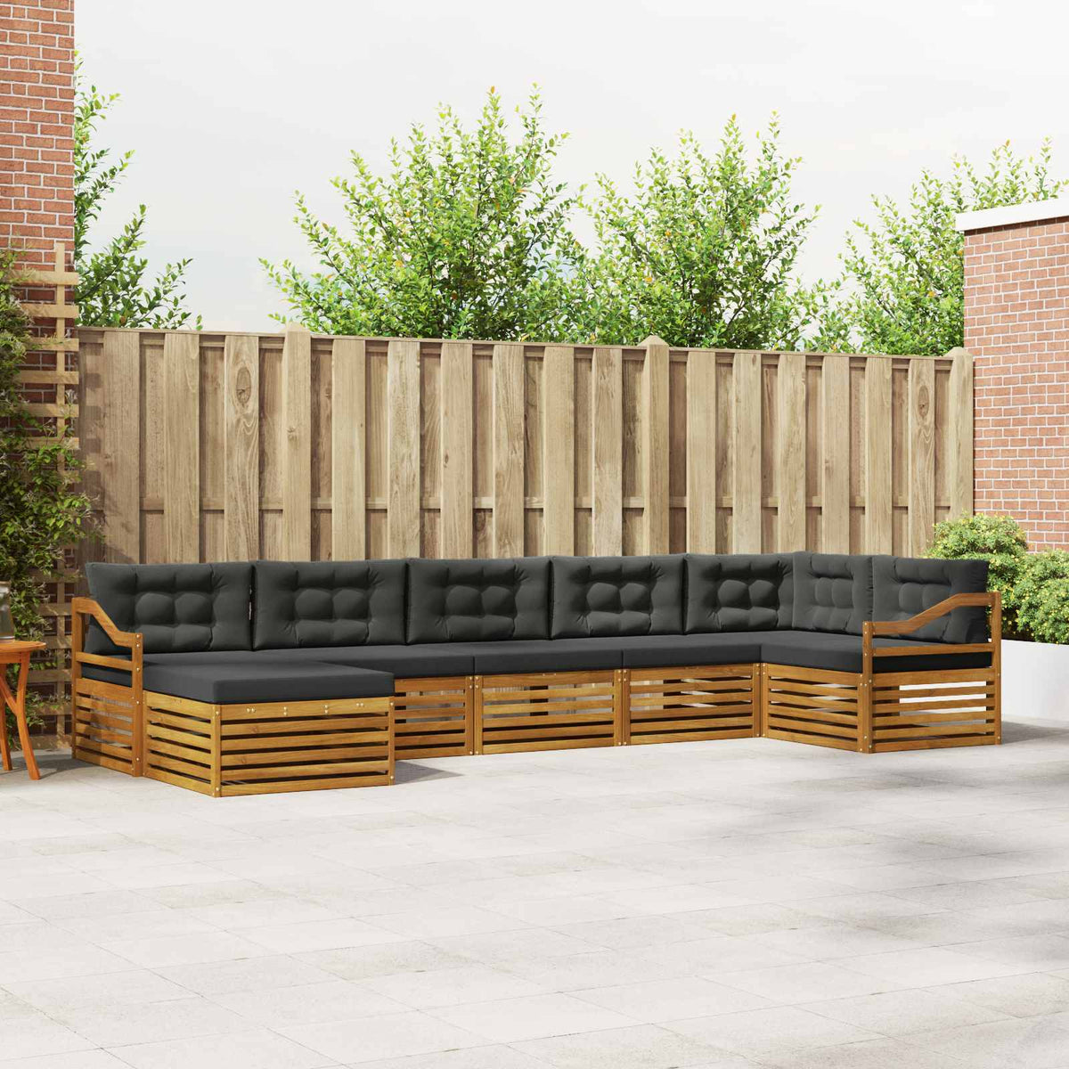 Outdoor Sofa Set with Cushion 7 pcs Natural and Anthracite