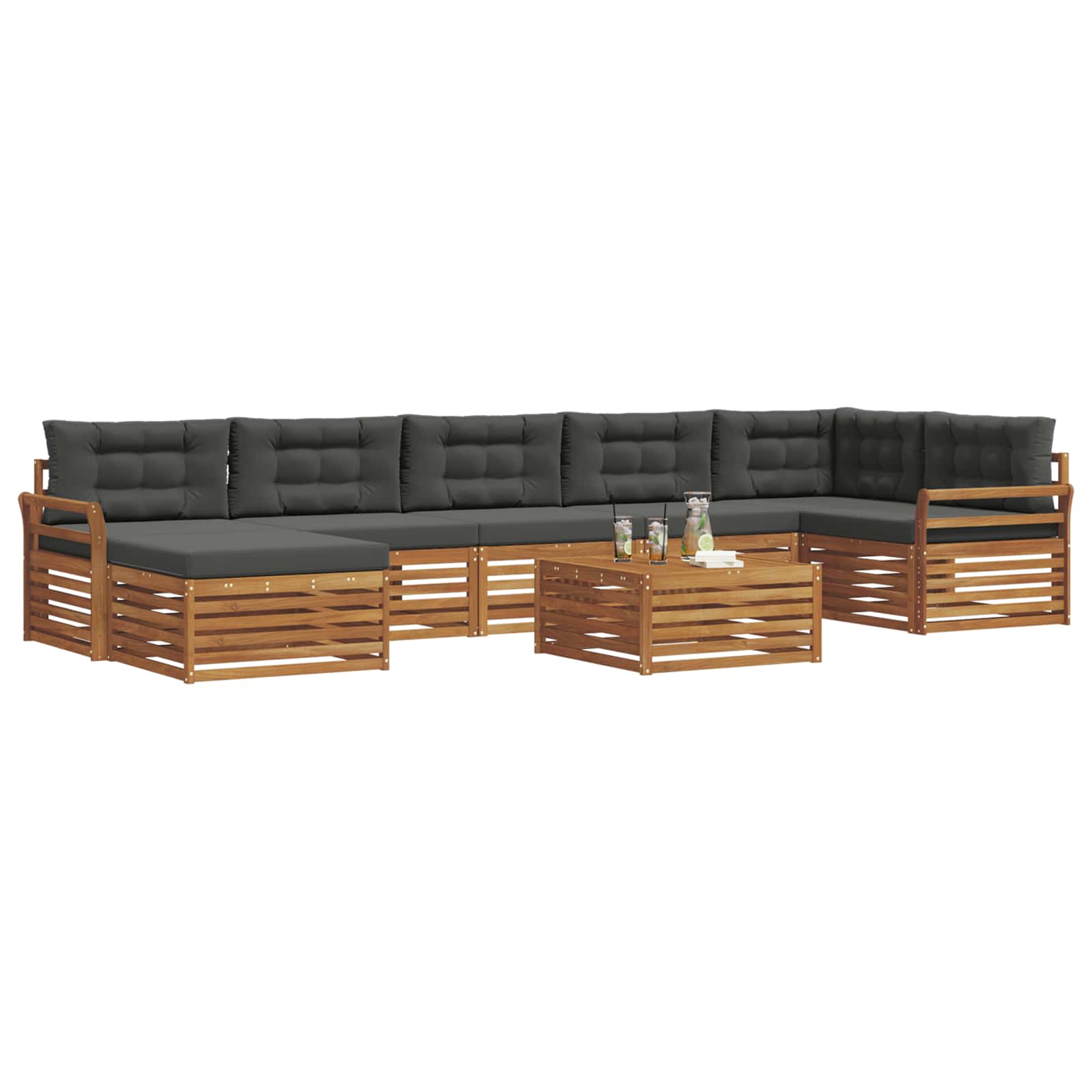 Outdoor Sofa Set with Cushion 8 pcs Natural and Anthracite