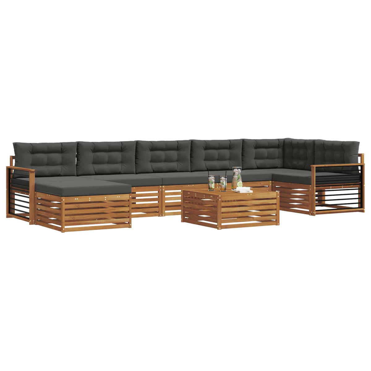 Outdoor Sofa Set with Cushion 8 pcs Natural and Anthracite