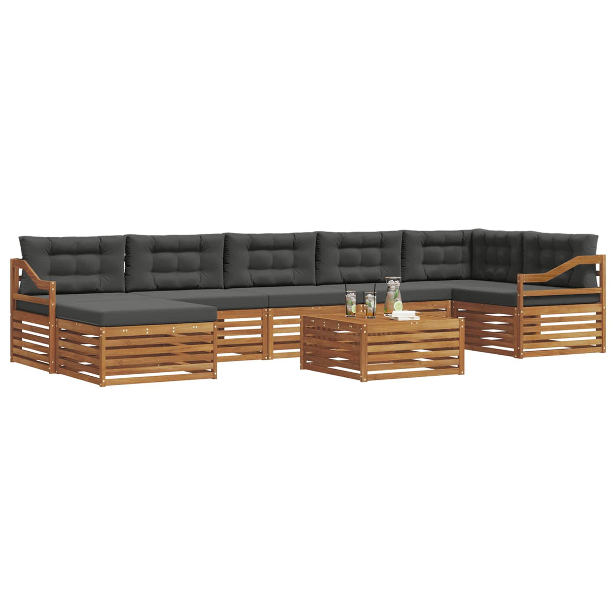 Outdoor Sofa Set with Cushion 8 pcs Natural and Anthracite