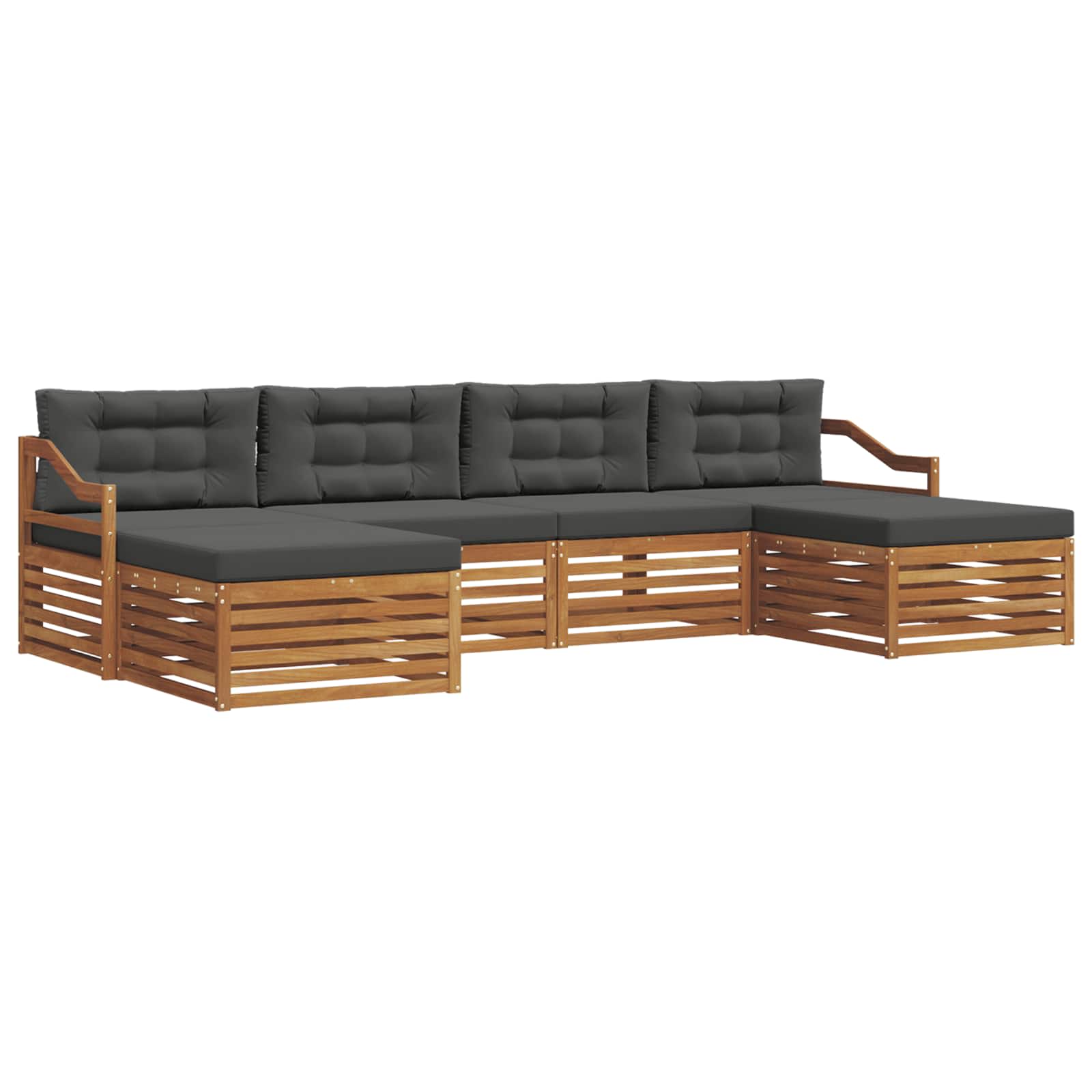 Sofa Sets 6 pcs Natural and Anthracite Solid Acacia Wood