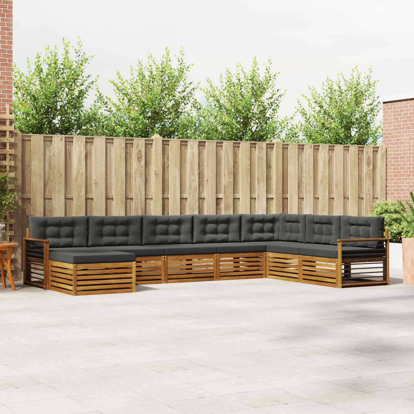 Outdoor Sofa Set with Cushion 8 pcs Natural and Anthracite