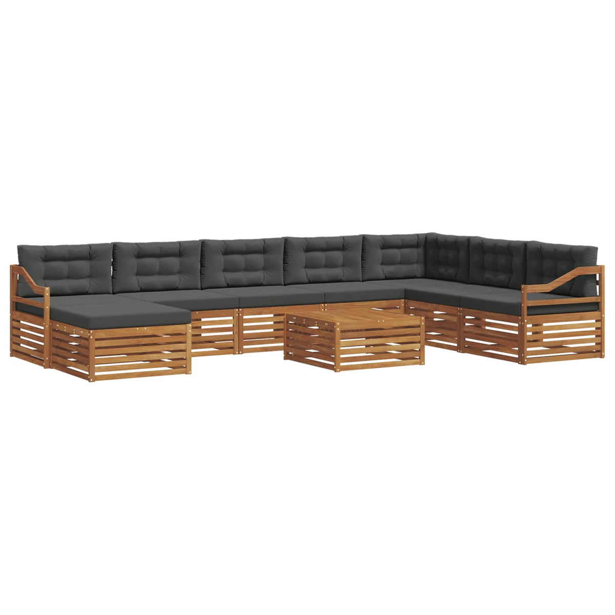 Outdoor Sofa Set 9 pcs Natural and Anthracite Solid Acacia Wood