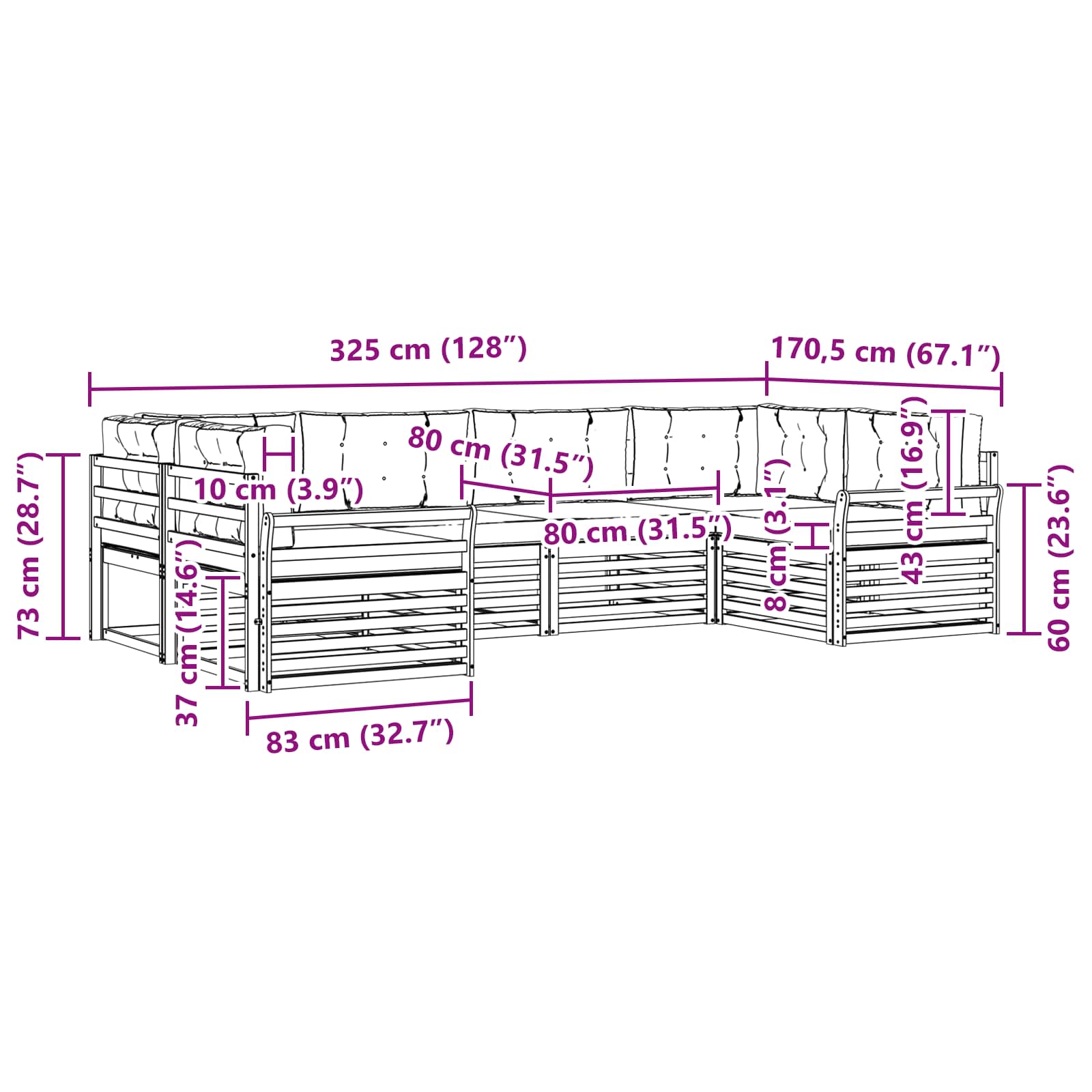 Outdoor Sofa Set with Cushion 6 pcs Natural and Anthracite