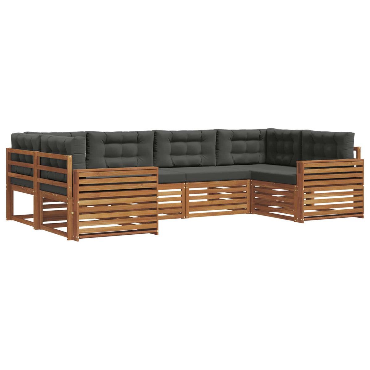 Outdoor Sofa Set with Cushion 6 pcs Natural and Anthracite