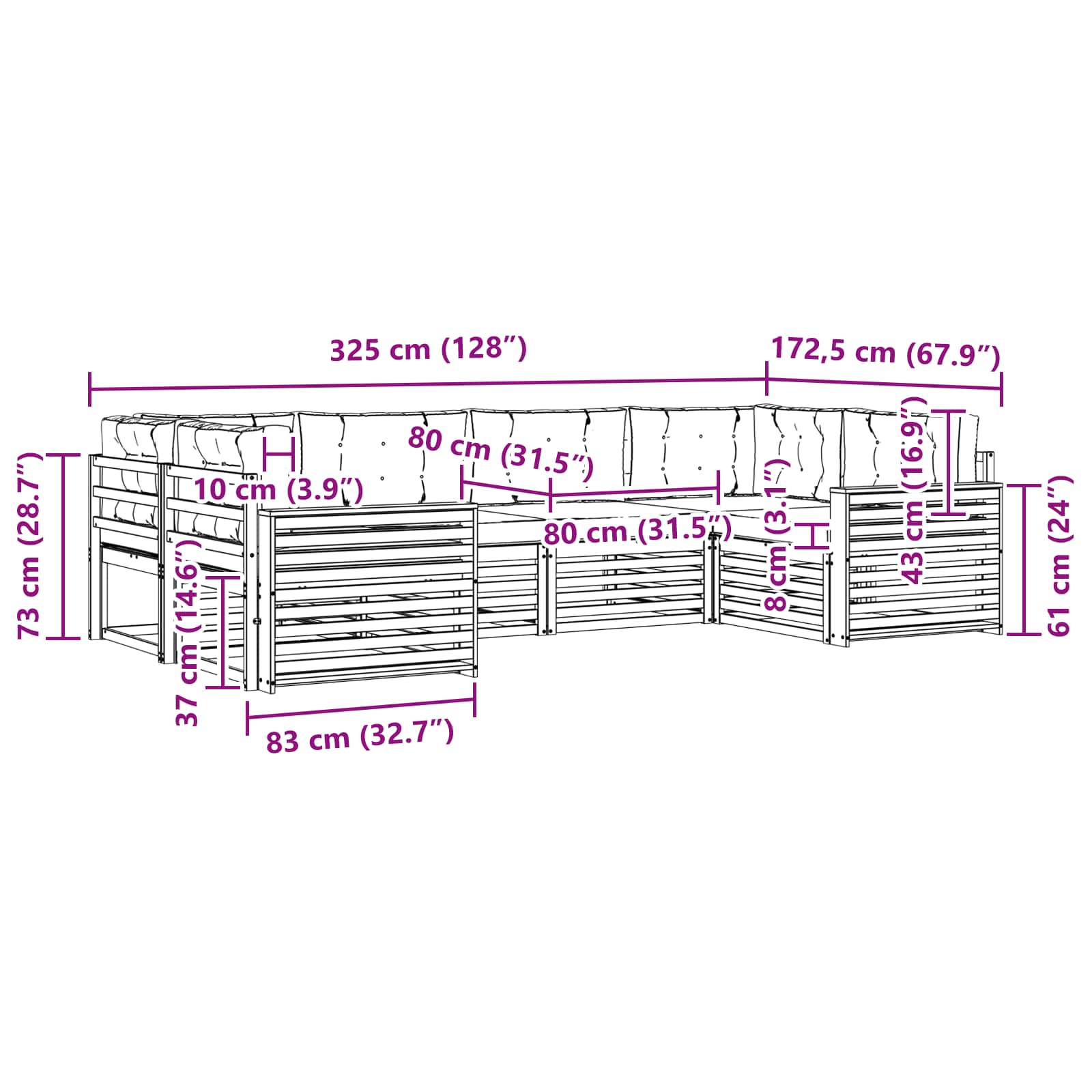 Outdoor Sofa Set with Cushion 6 pcs Natural and Anthracite