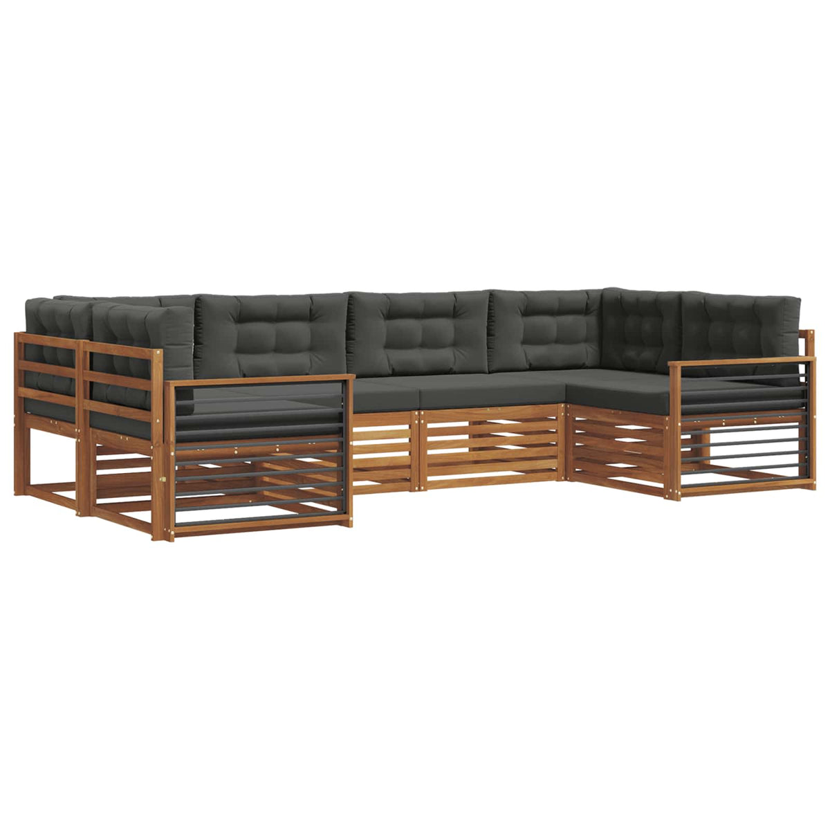 Outdoor Sofa Set with Cushion 6 pcs Natural and Anthracite