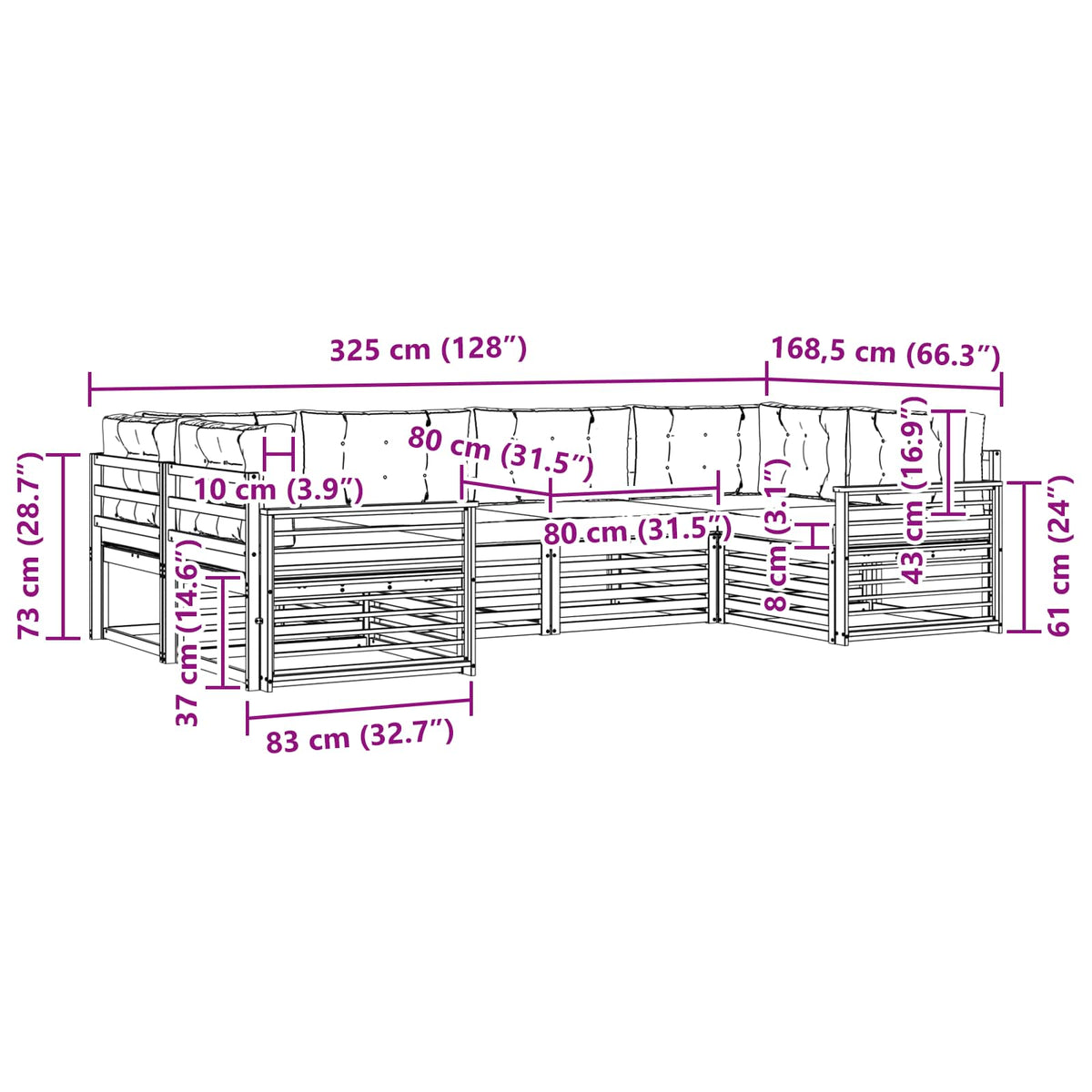 Outdoor Sofa Set with Cushion 6 pcs Natural and Anthracite