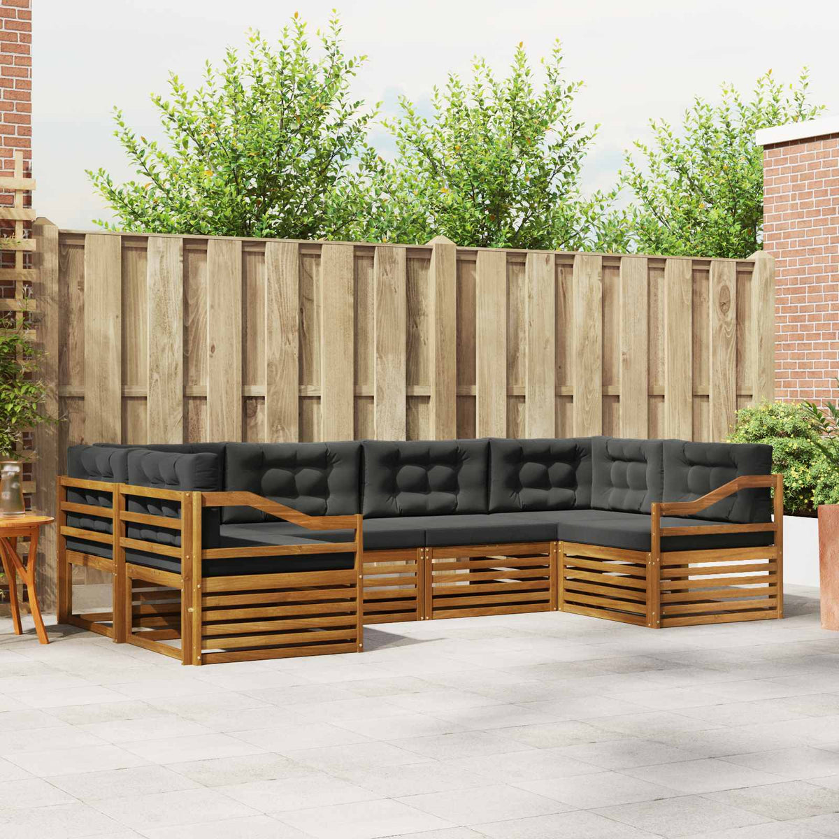 Outdoor Sofa Set with Cushion 6 pcs Natural and Anthracite