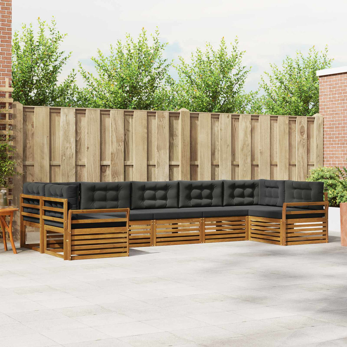 Outdoor Sofa Set with Cushion 7 pcs Natural and Anthracite