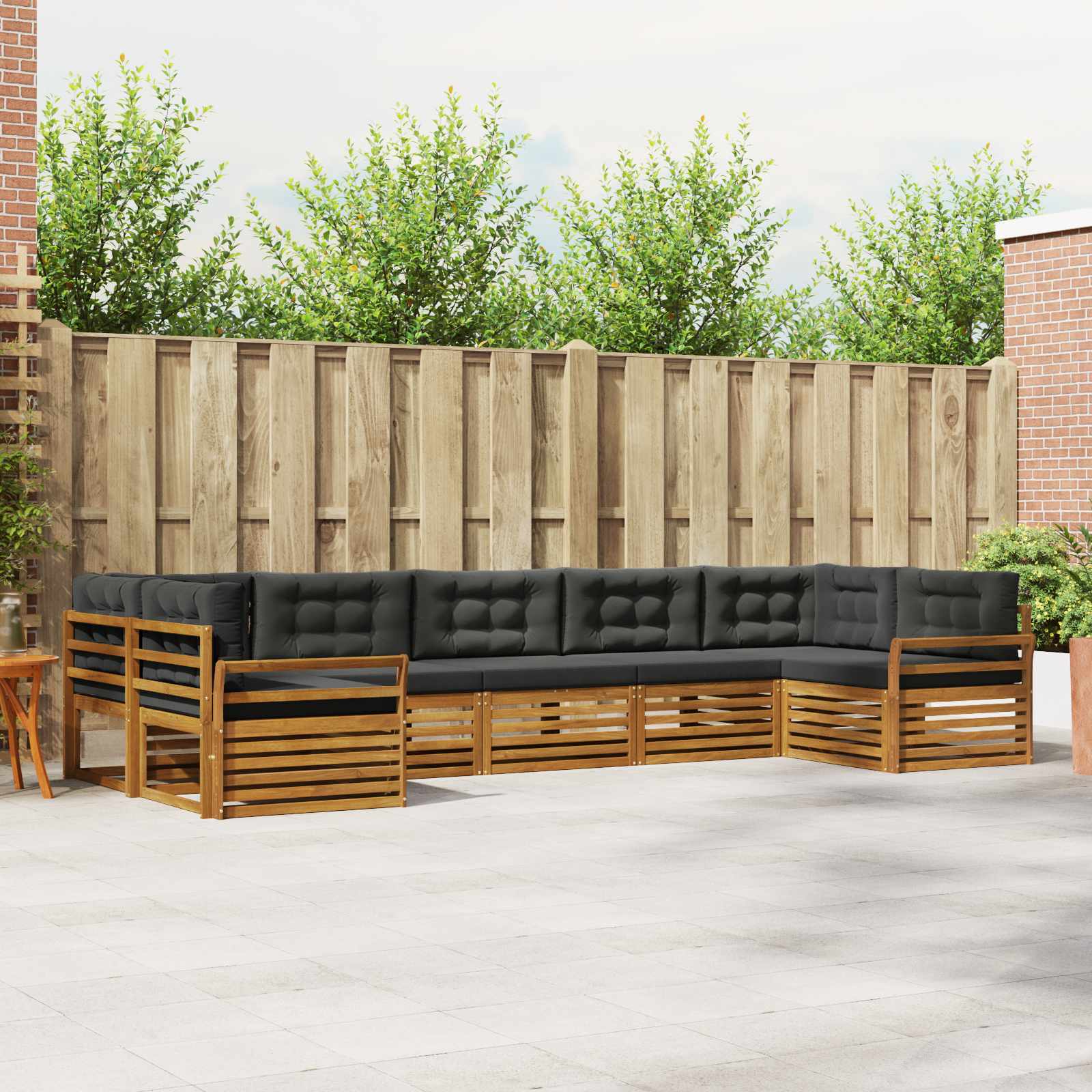 Outdoor Sofa Set with Cushion 7 pcs Natural and Anthracite