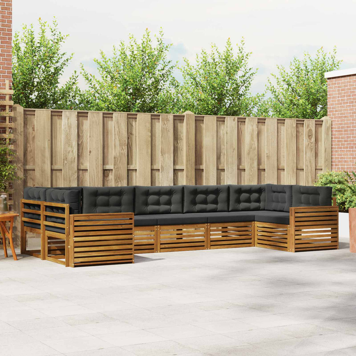 Outdoor Sofa Set with Cushion 7 pcs Natural and Anthracite