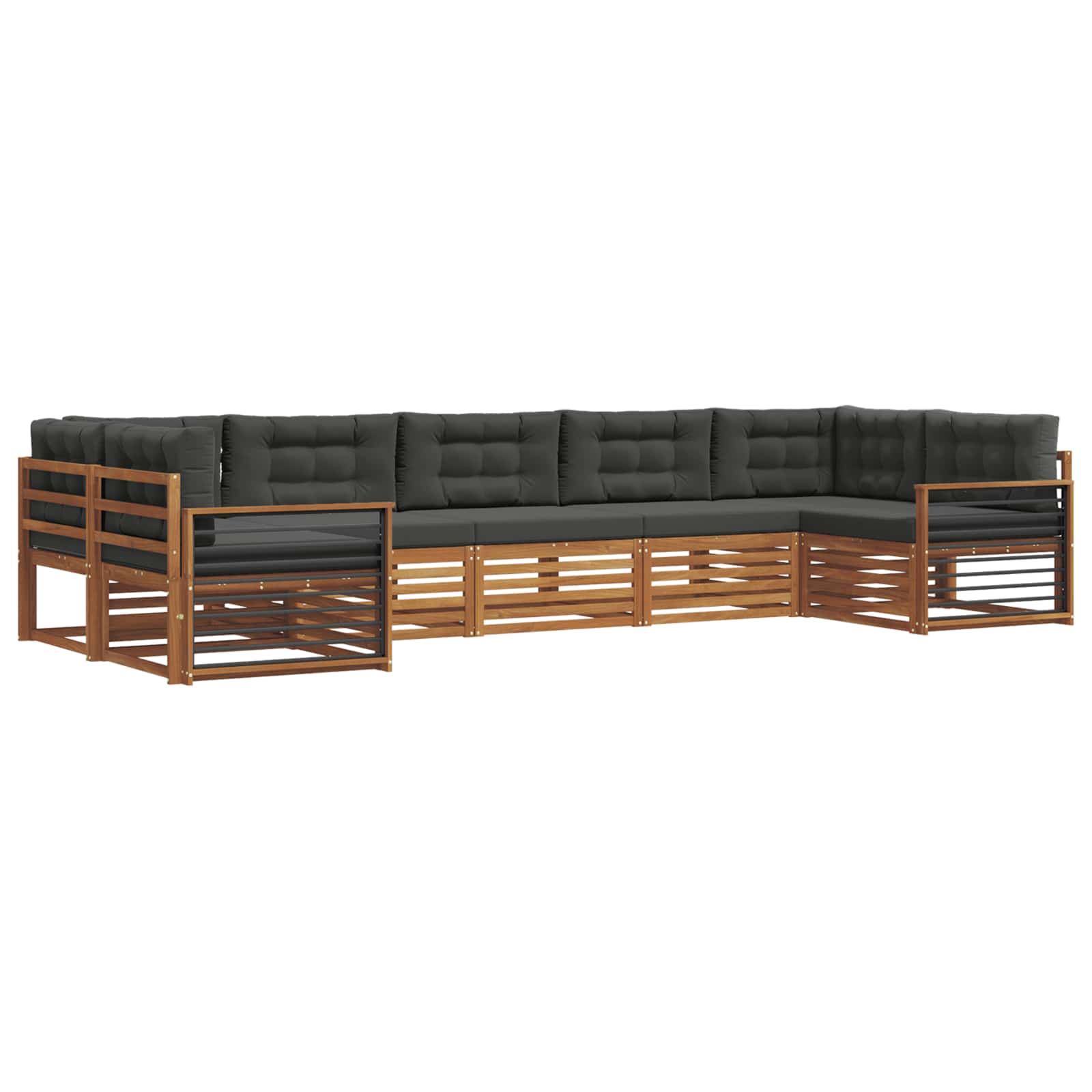 Outdoor Sofa Set with Cushion 7 pcs Natural and Anthracite