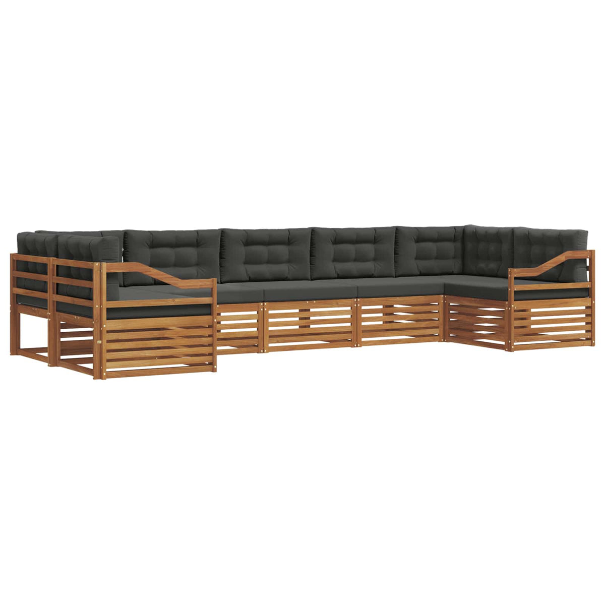 Outdoor Sofa Set with Cushion 7 pcs Natural and Anthracite