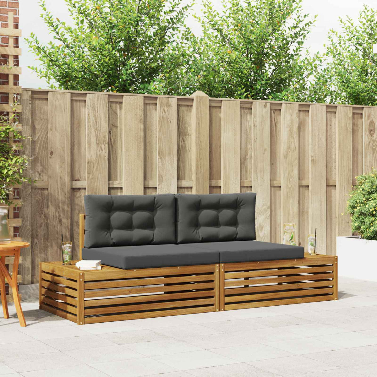 Outdoor Sofa Set Natural and Anthracite 203.5 x 83 x 73 cm
