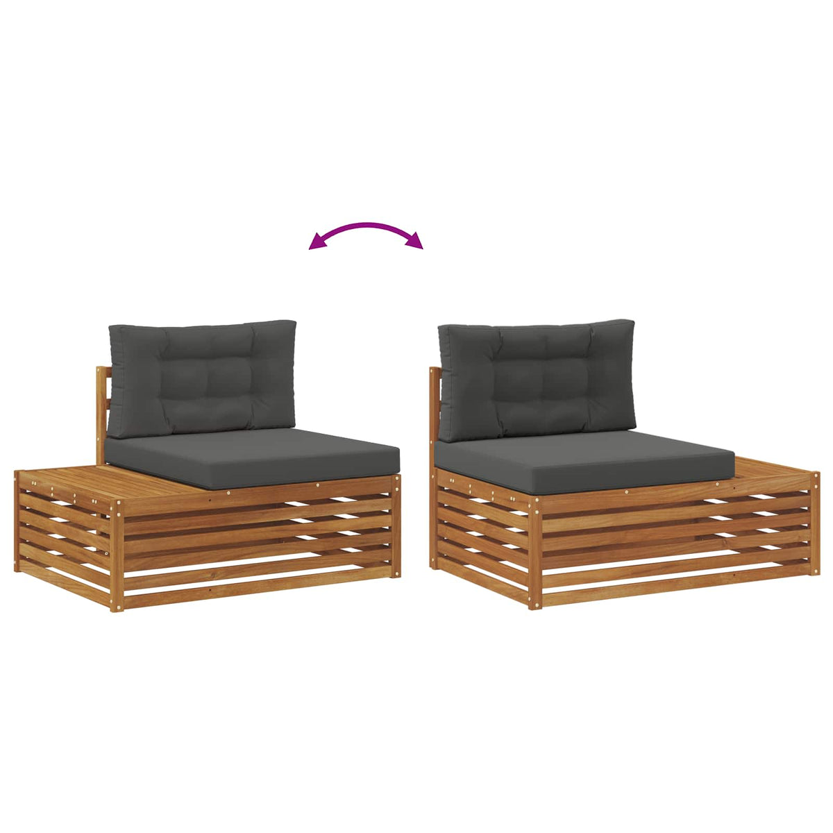 Outdoor Sofa Set with Cushion 3 Piece Natural and Anthracite
