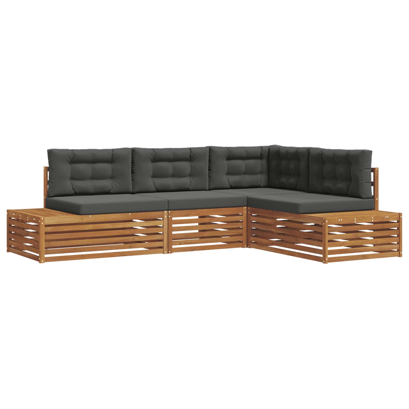 Outdoor Sofa Set with Cushion 4 Piece Natural and Anthracite