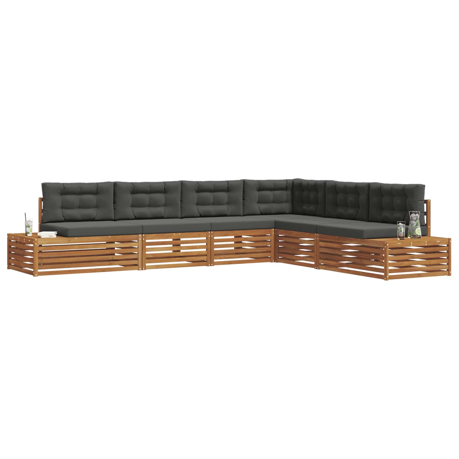Outdoor Sofa Set with Cushion 6 Piece Natural and Anthracite