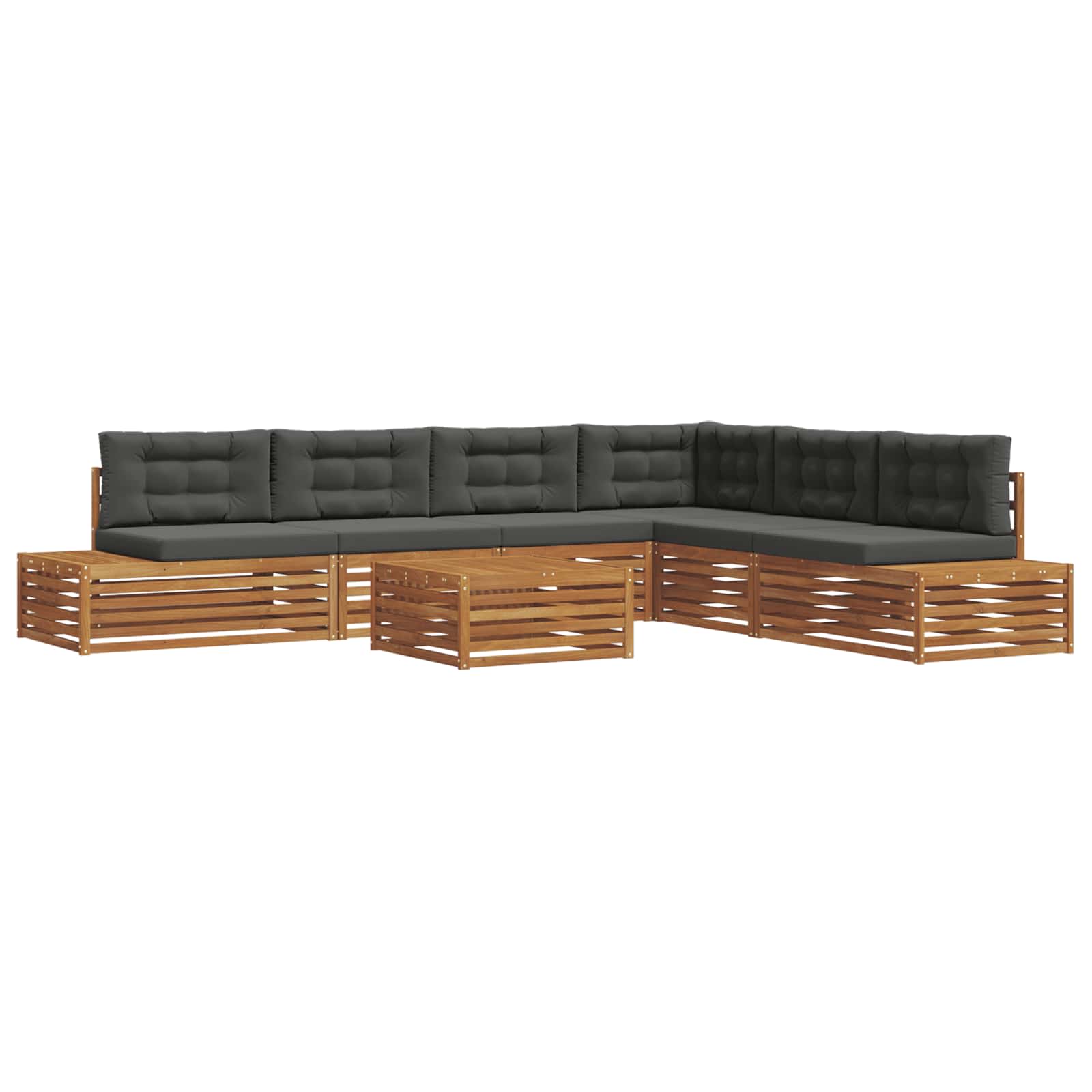Outdoor Sofa Set with Cushion 7 Piece Natural and Anthracite