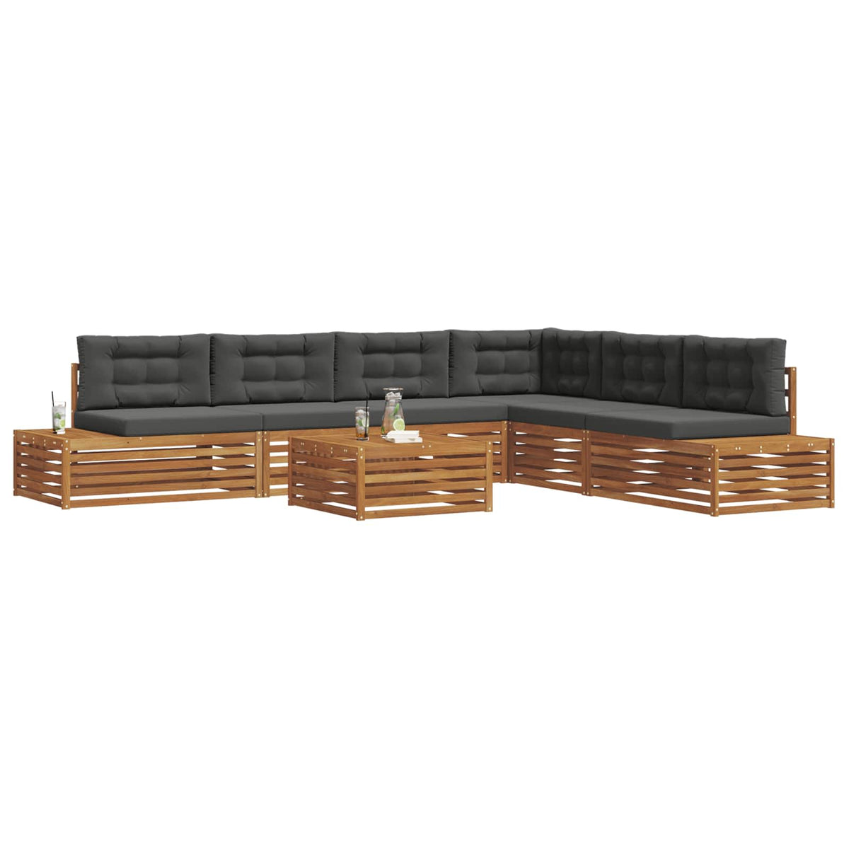 Outdoor Sofa Set with Cushion 7 Piece Natural and Anthracite