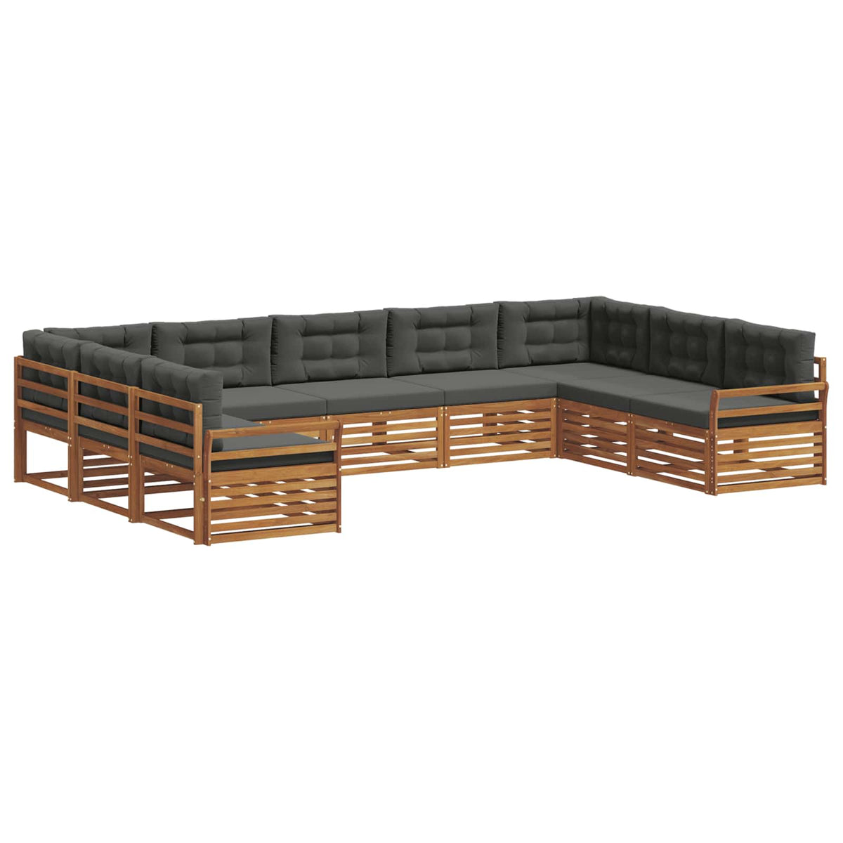 Outdoor Sofa Set 9 pcs Natural and Anthracite Solid Acacia Wood