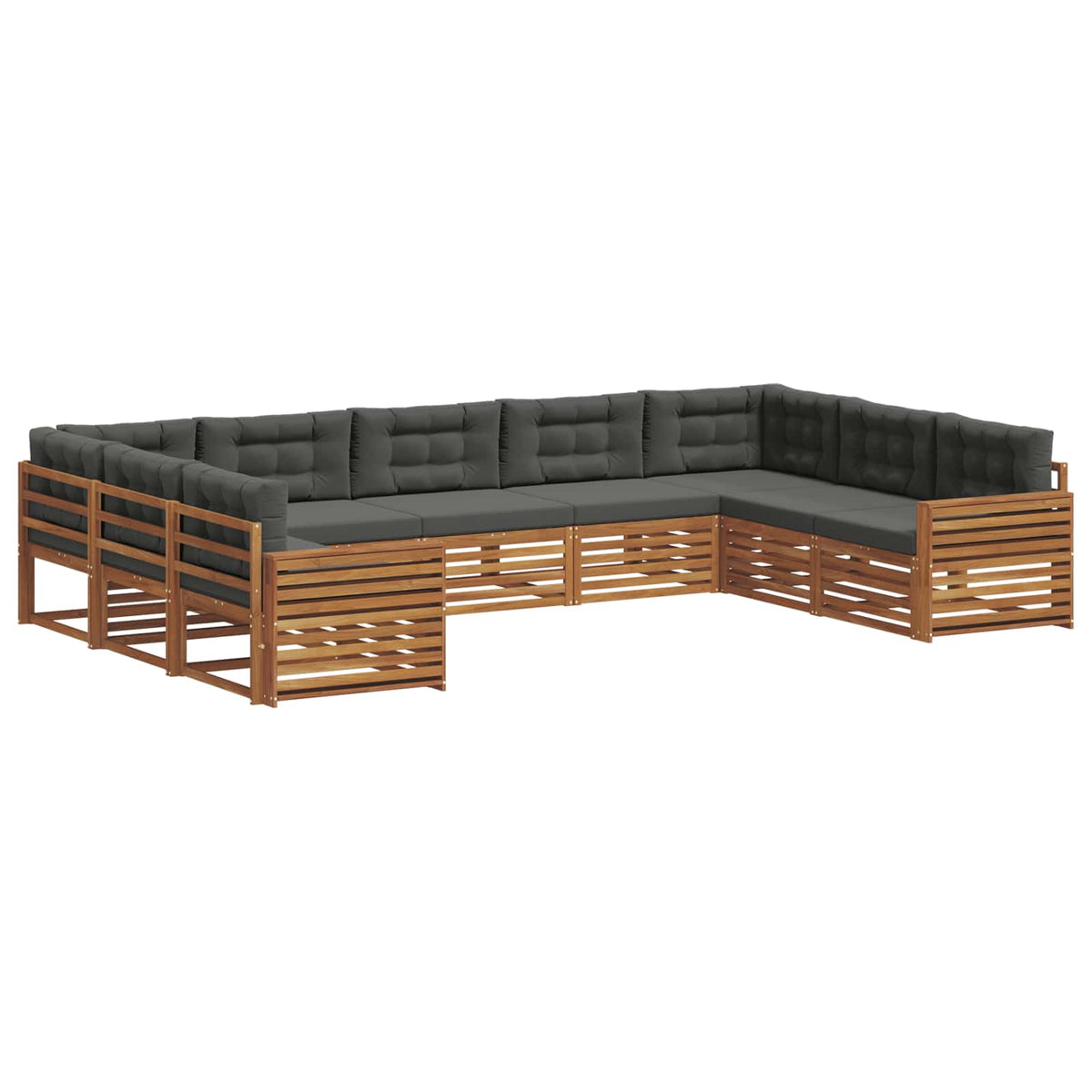 Outdoor Sofa Set 9 pcs Natural and Anthracite Solid Acacia Wood
