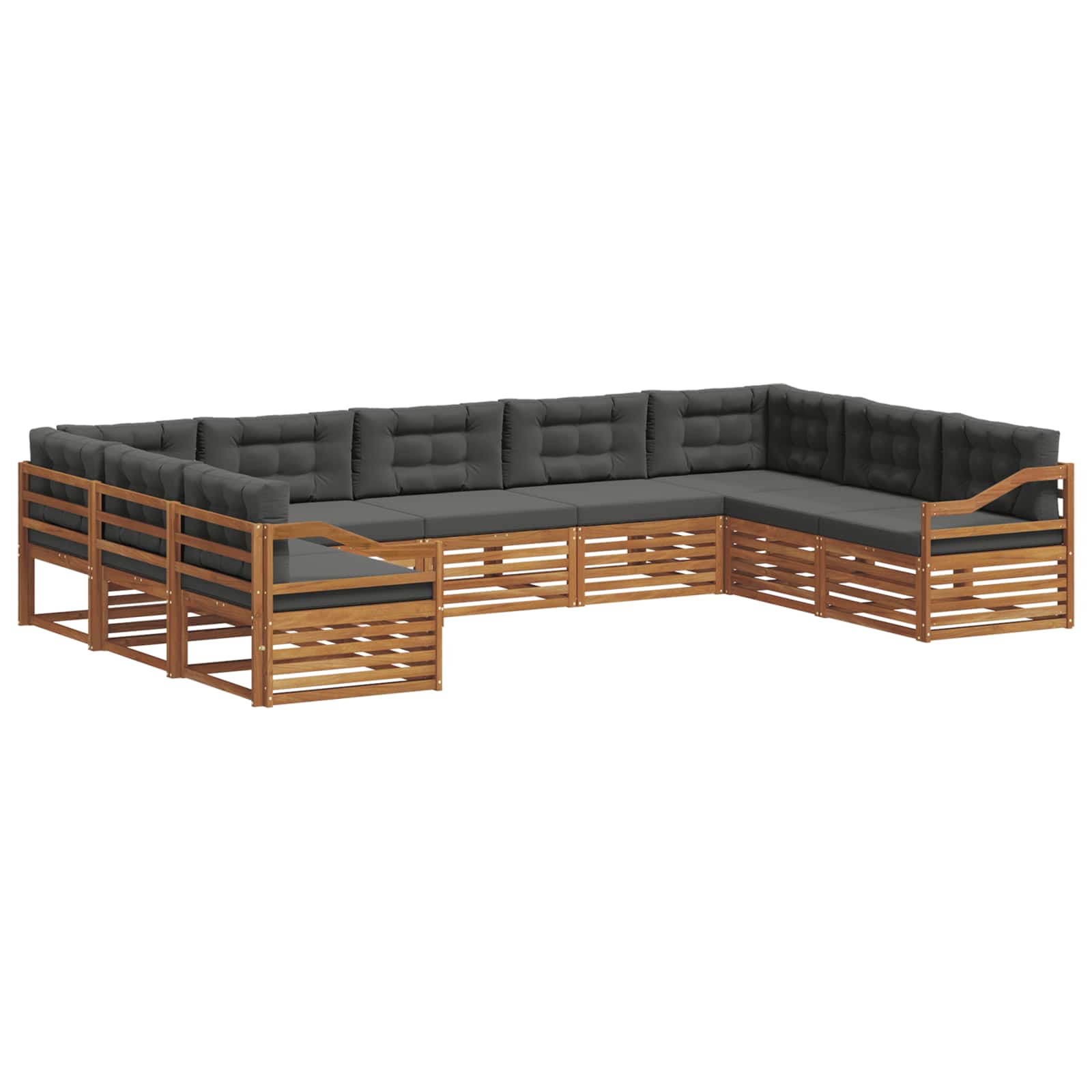 Outdoor Sofa Set 9 pcs Natural and Anthracite Solid Acacia Wood