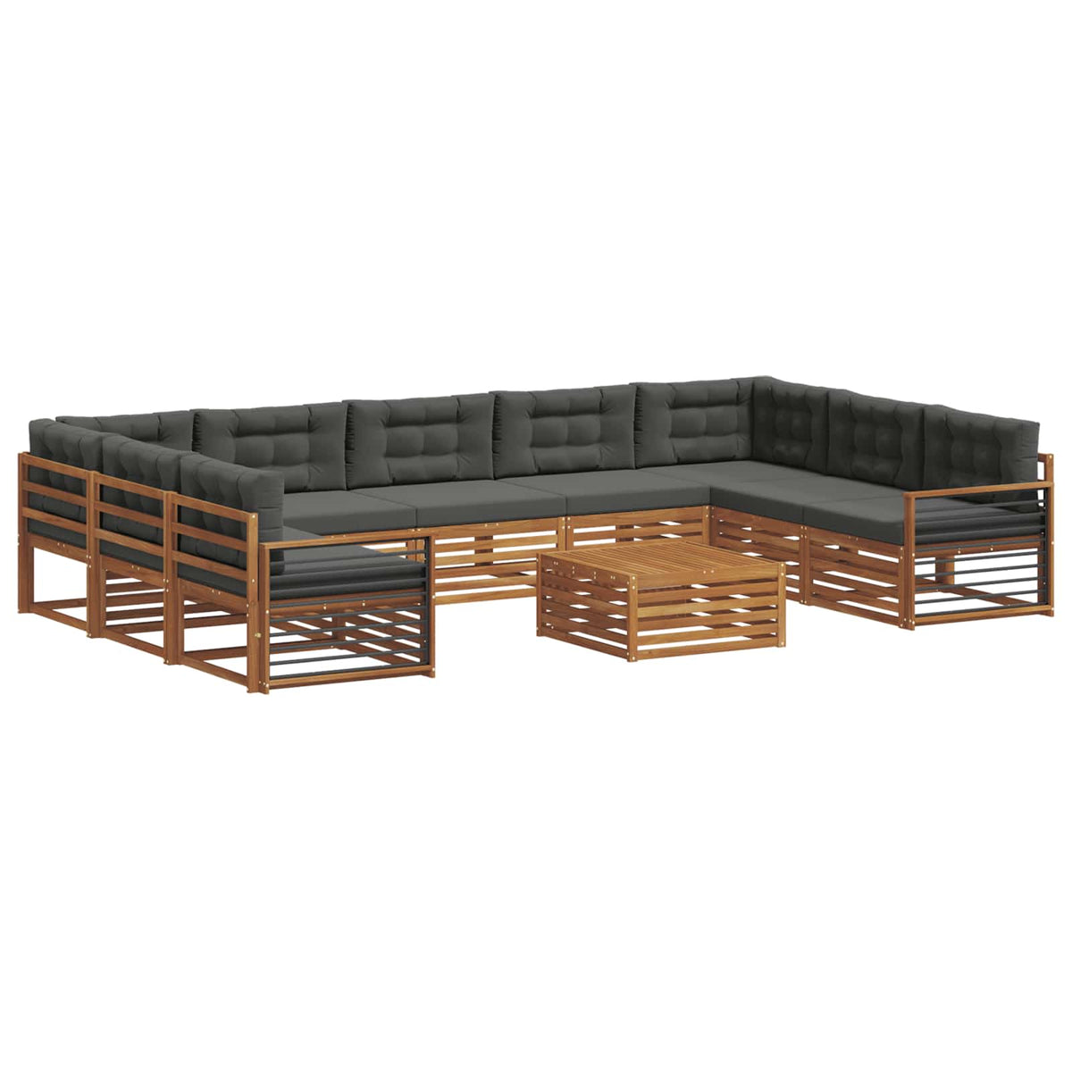 Outdoor Sofa Set with Cushion 10 pcs Natural and Anthracite
