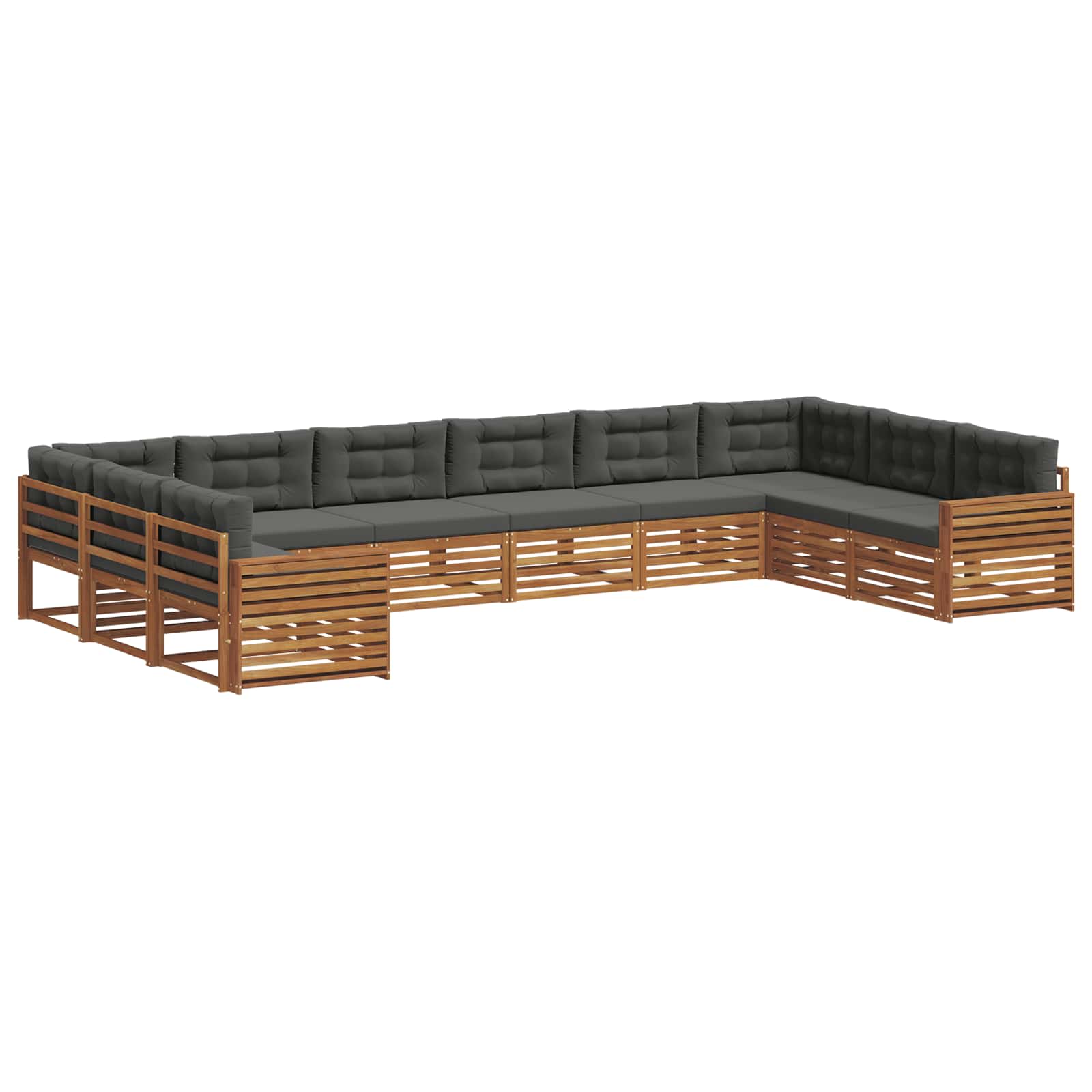 Sofa Sets 6 pcs Natural and Anthracite Solid Acacia Wood