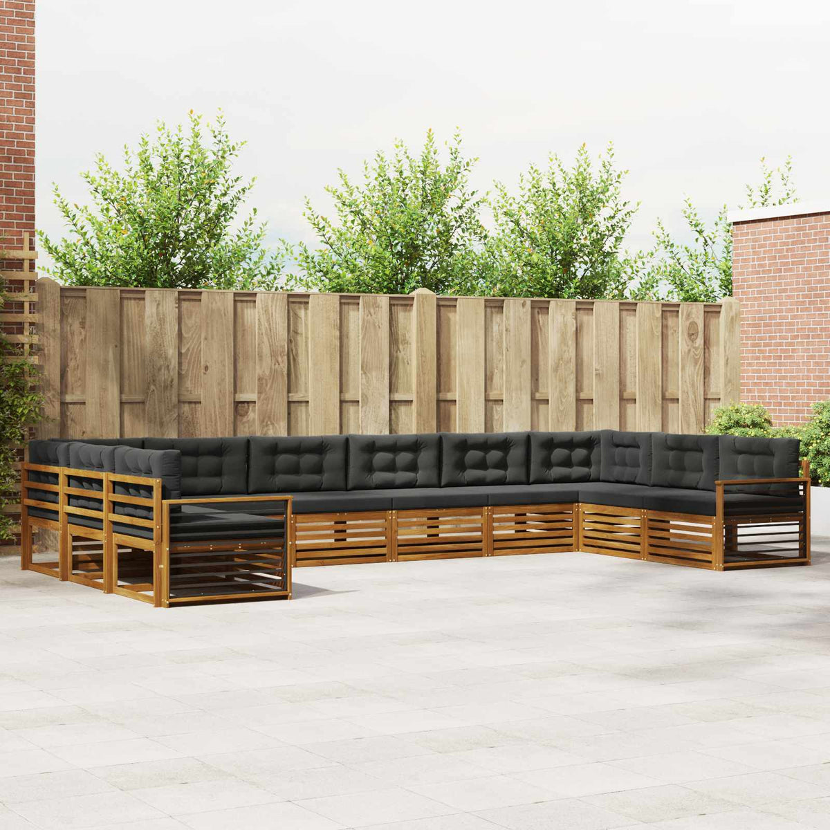 Sofa Sets 11 pcs Natural and Anthracite Solid Acacia Wood