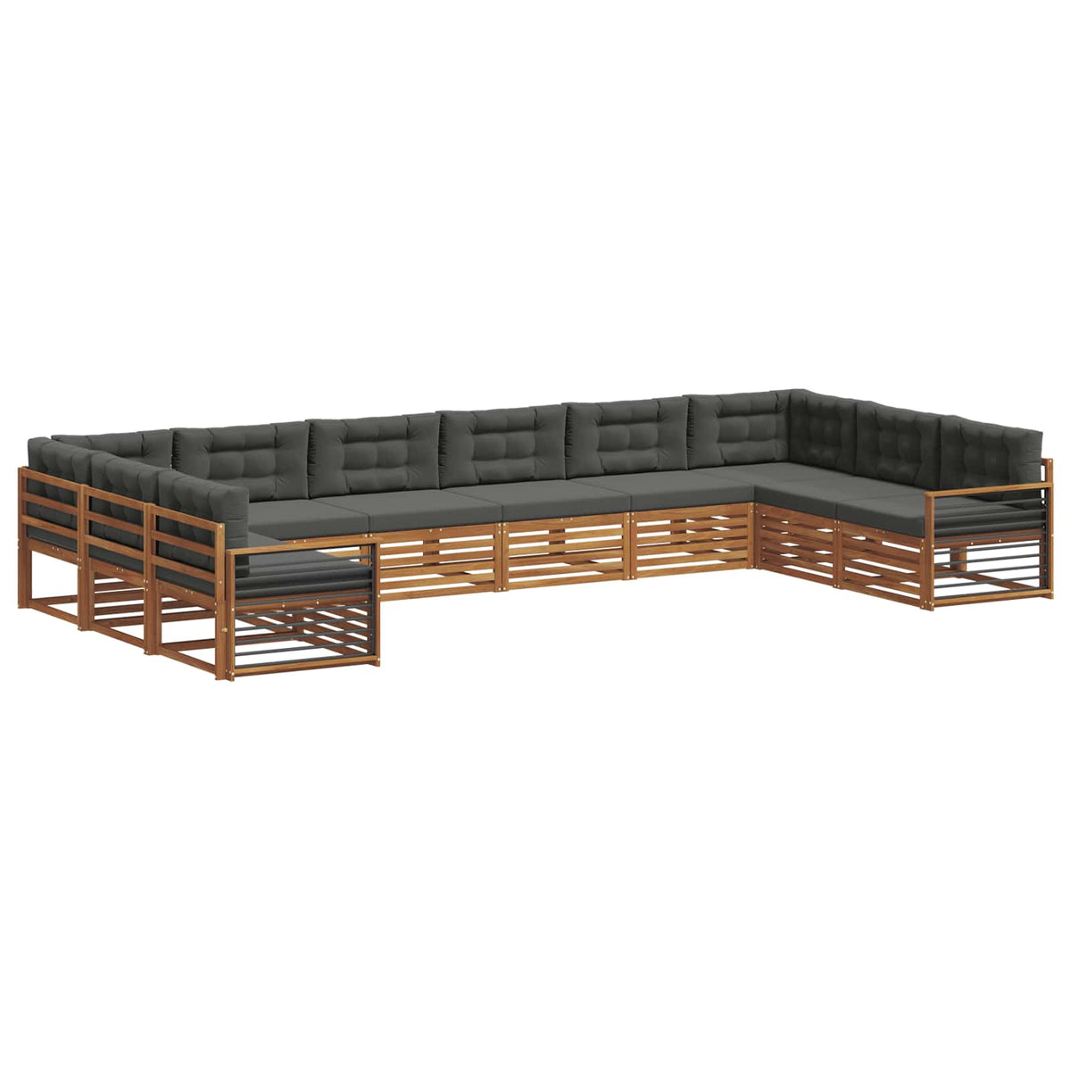 Sofa Sets 11 pcs Natural and Anthracite Solid Acacia Wood