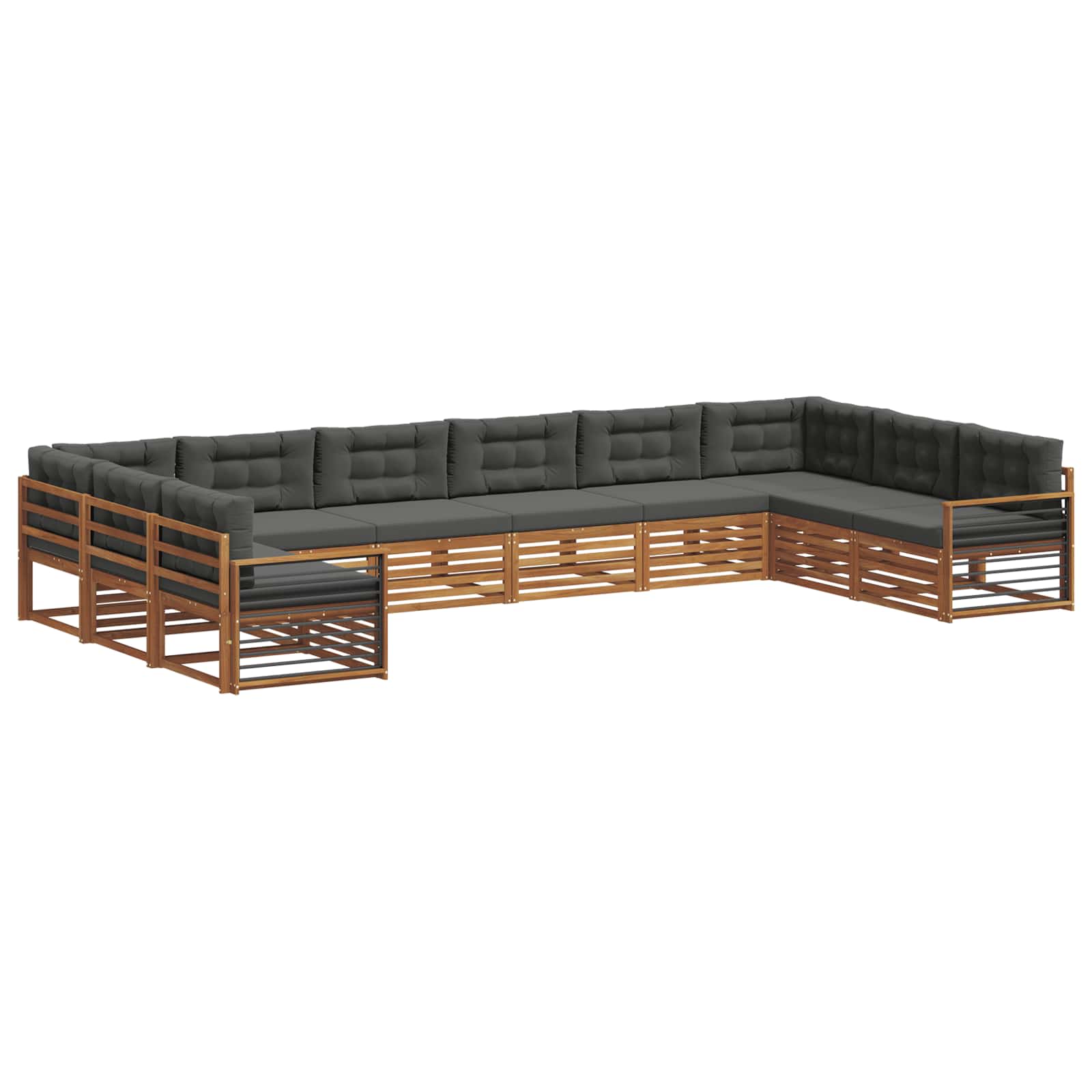Sofa Sets 11 pcs Natural and Anthracite Solid Acacia Wood