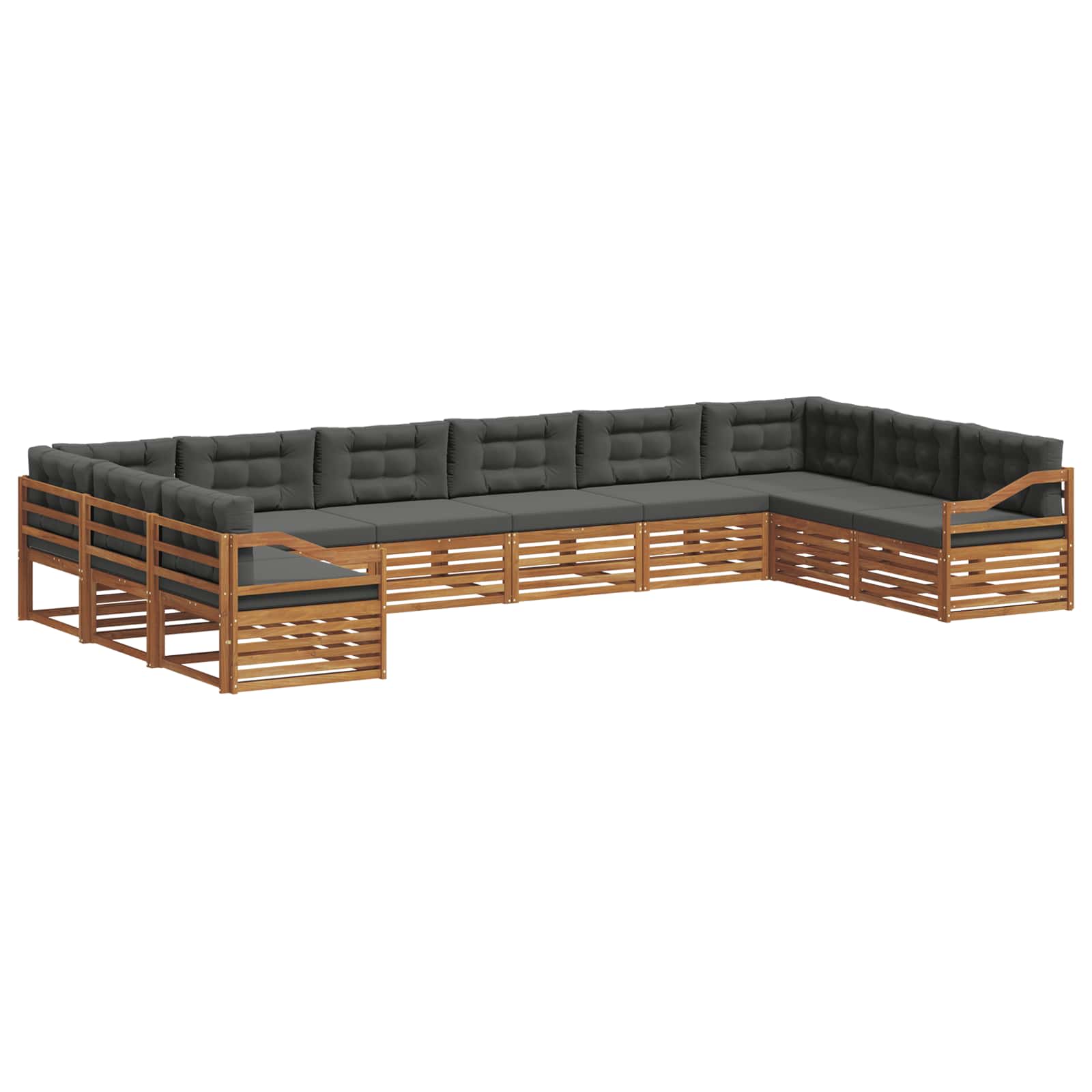 Sofa Sets 10 pcs Natural and Anthracite Solid Acacia Wood