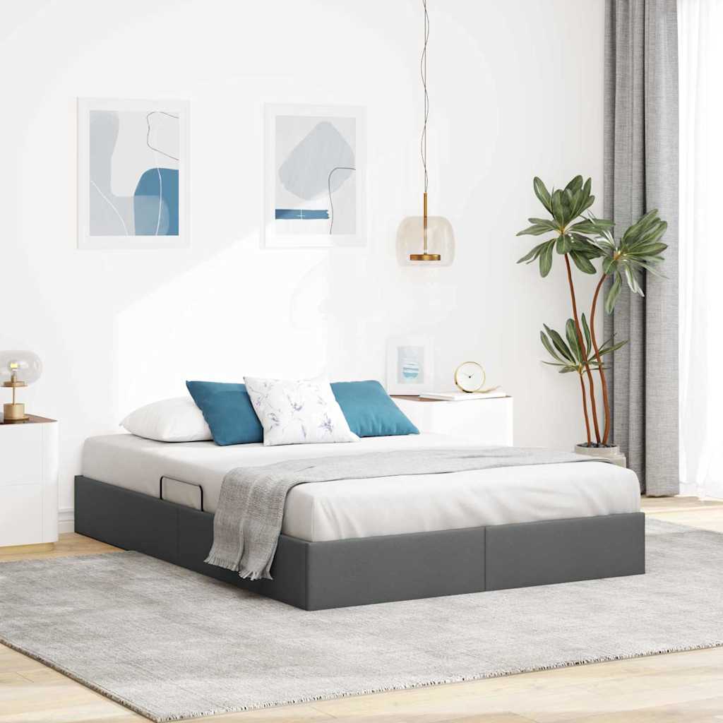 Storage Bed with Mattress Dark Grey 137 x 190 cm Fabric